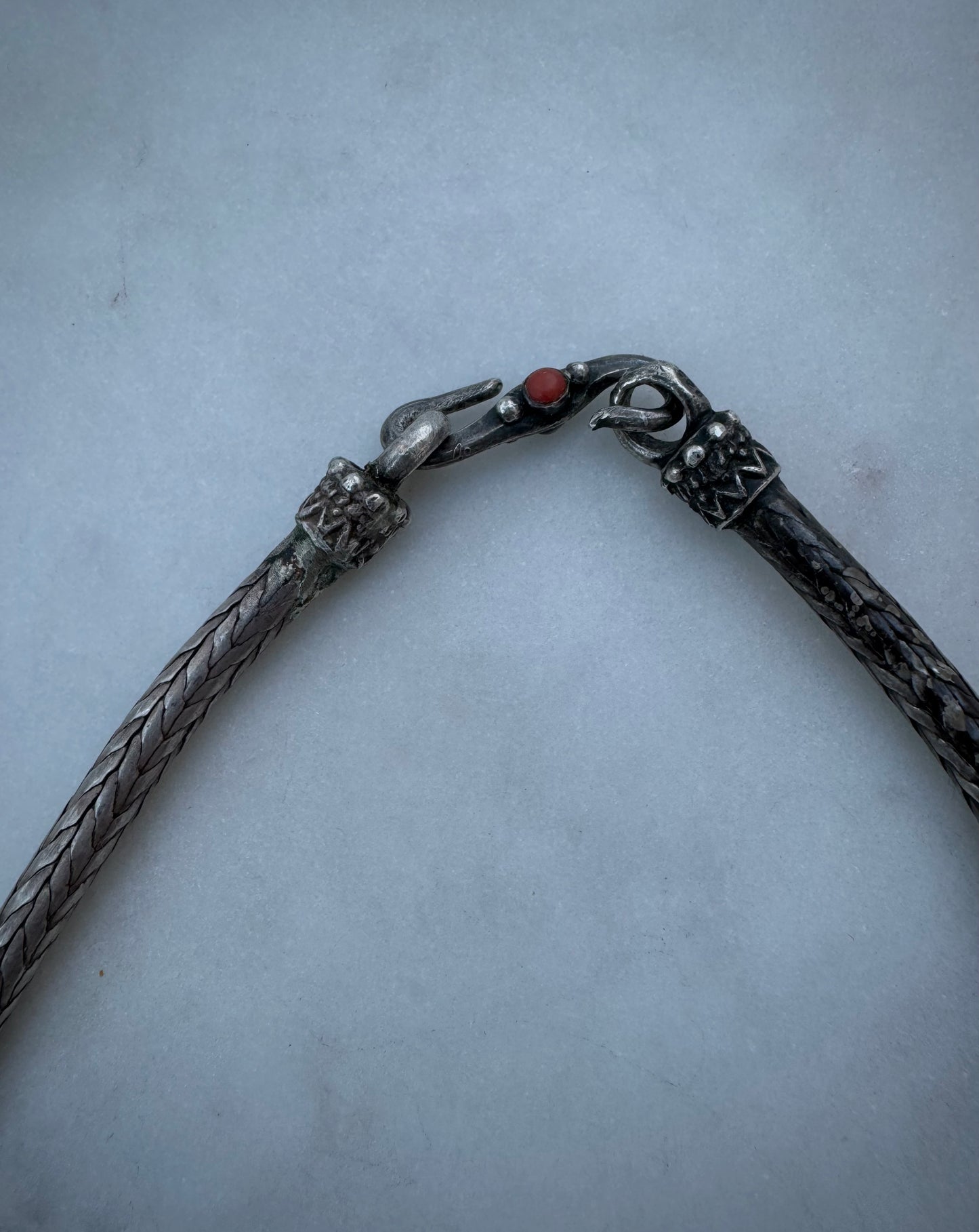 Vintage tibetan woven sterling silver chain