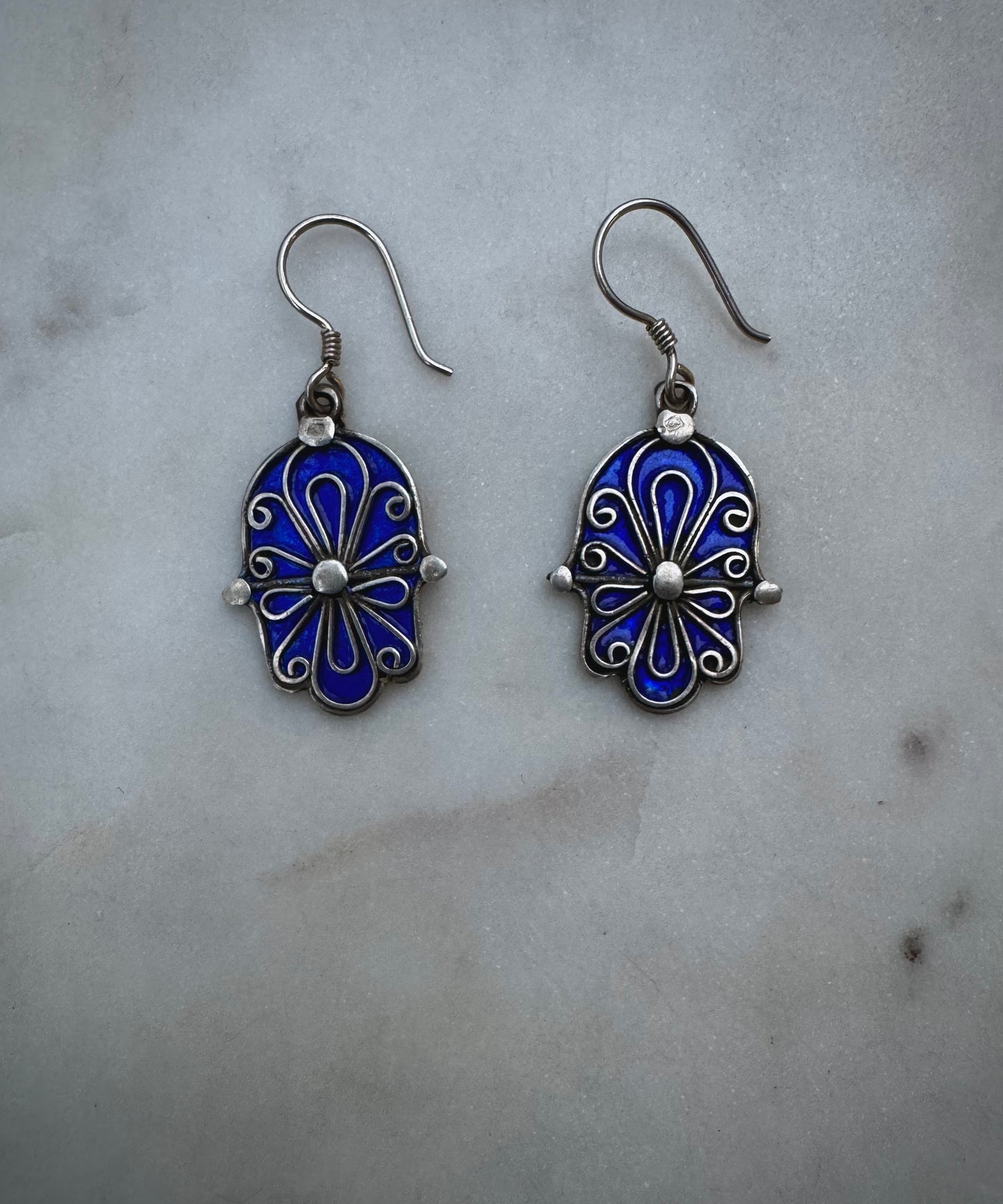 Hamsa silver earrings