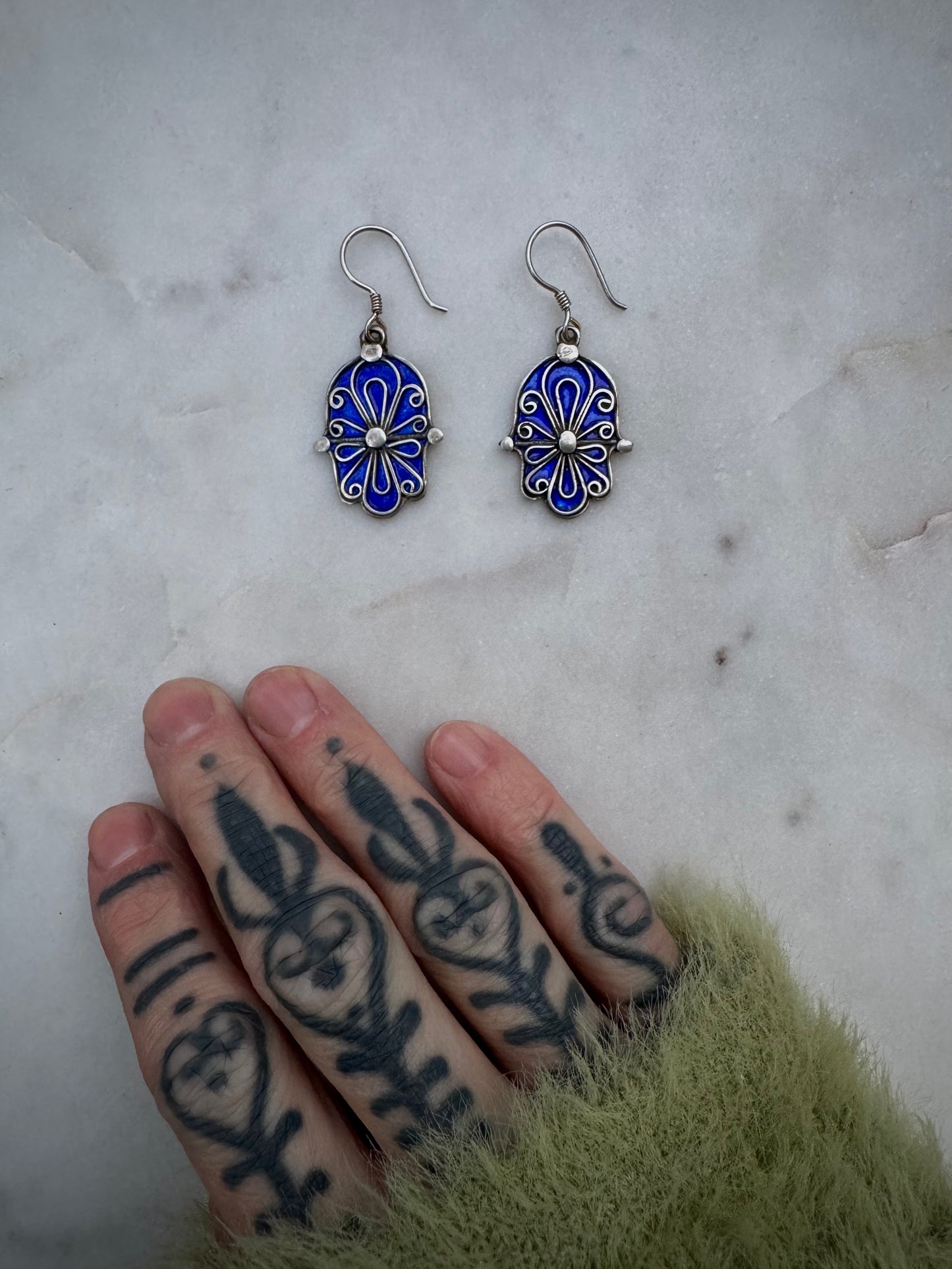 Hamsa silver earrings