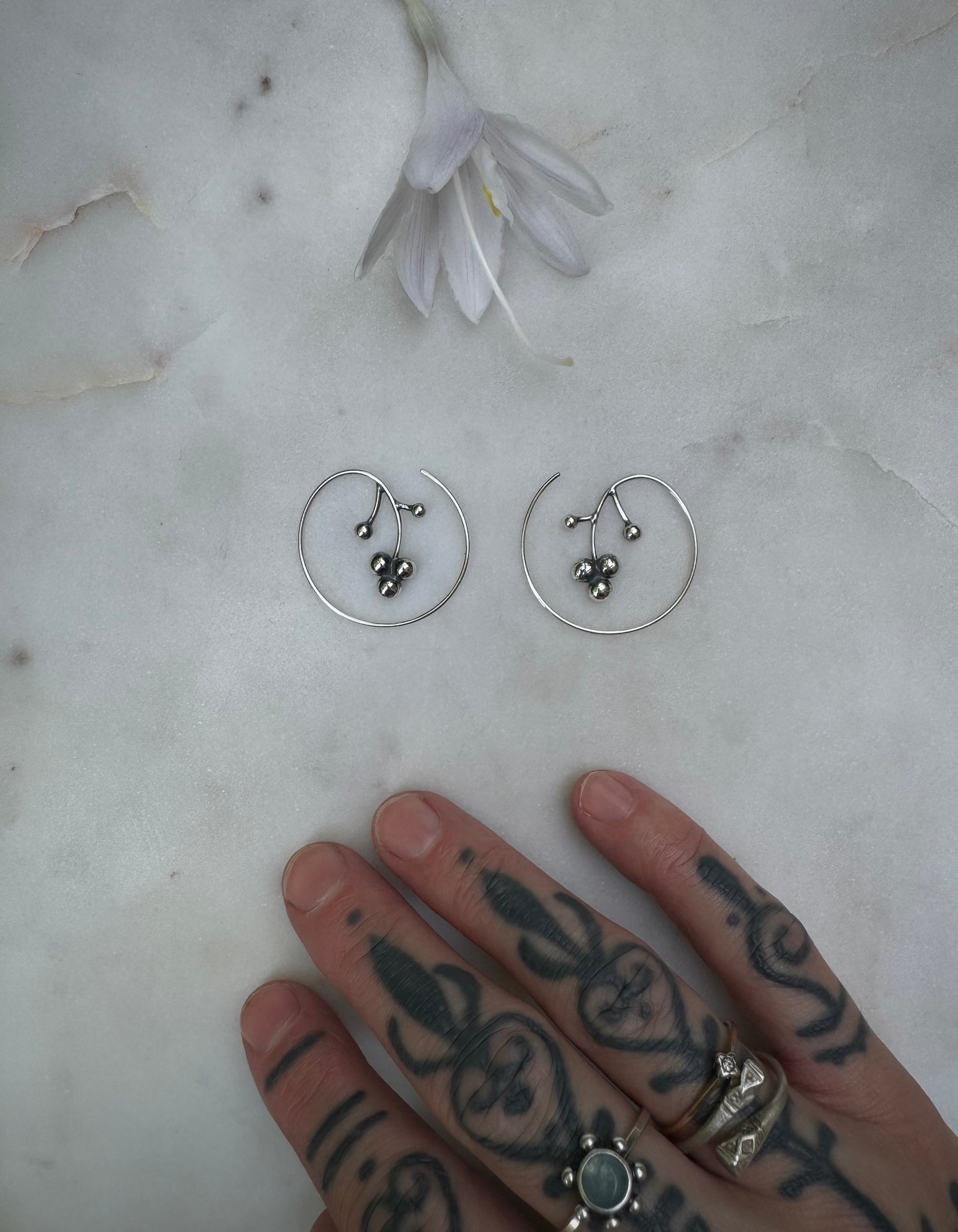 Flower earrings in sterling silver