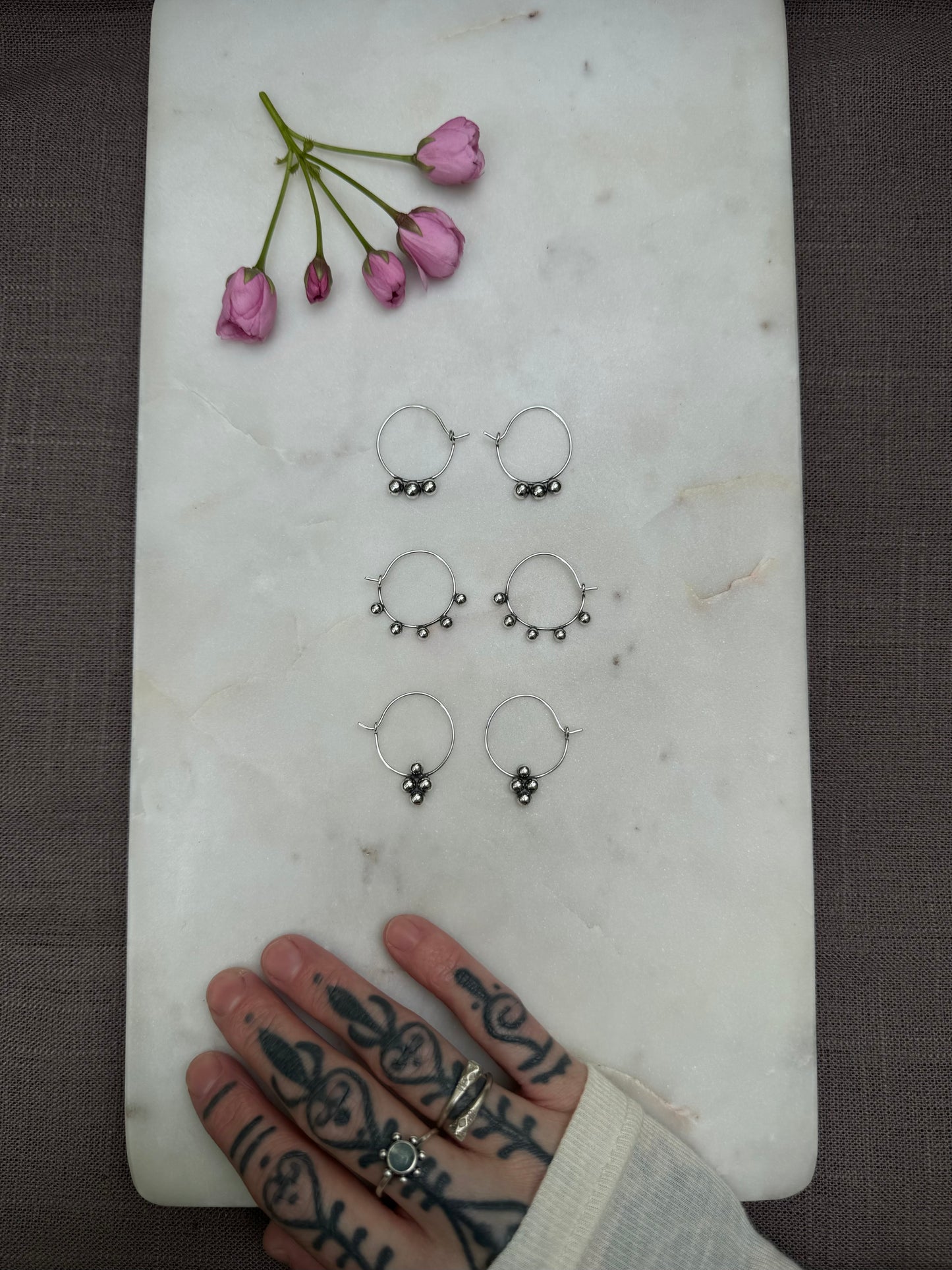 Spring silver earrings