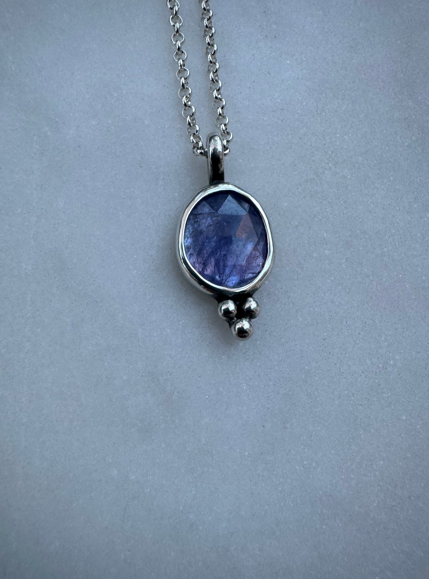 Tanzanite silver necklace