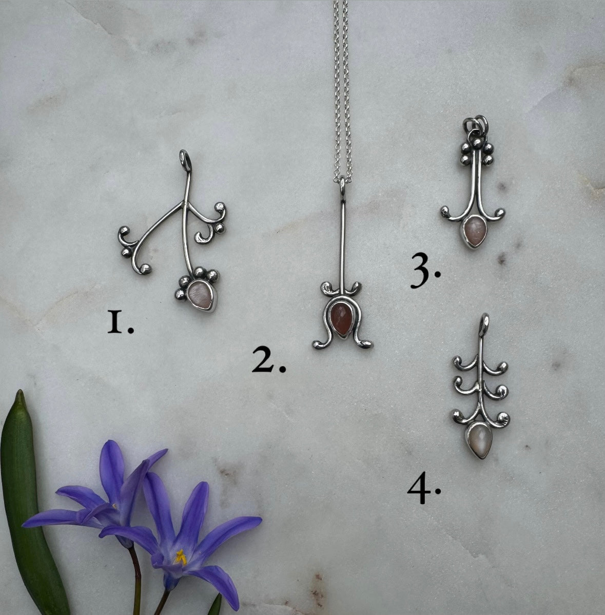 Spring flower silver necklaces