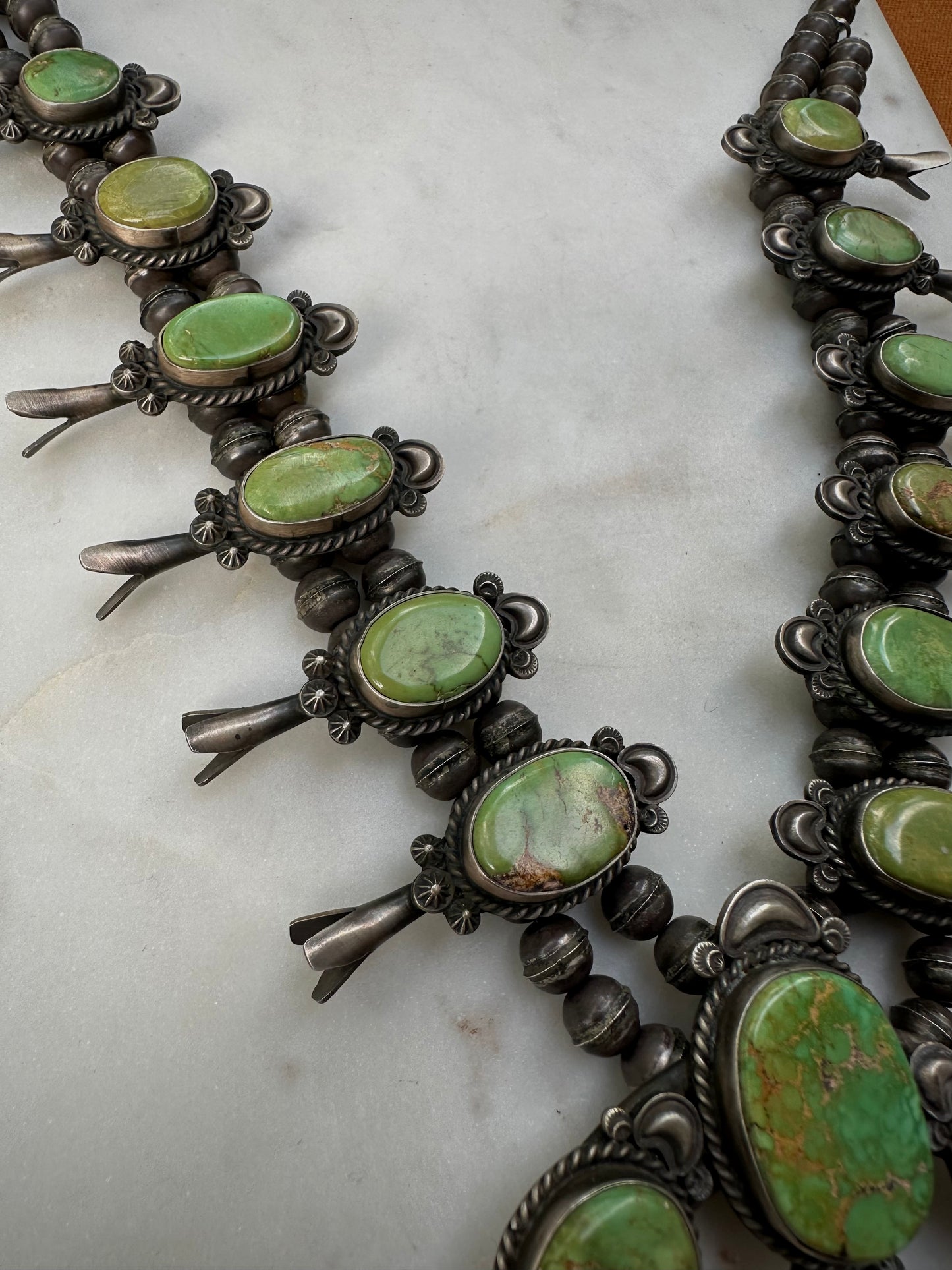 Beautiful vintage Navajo squash blossom necklace