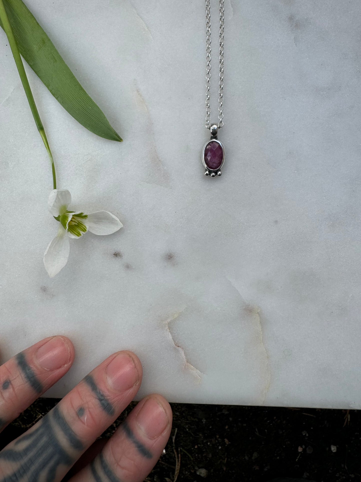 Rose cut ruby amulet
