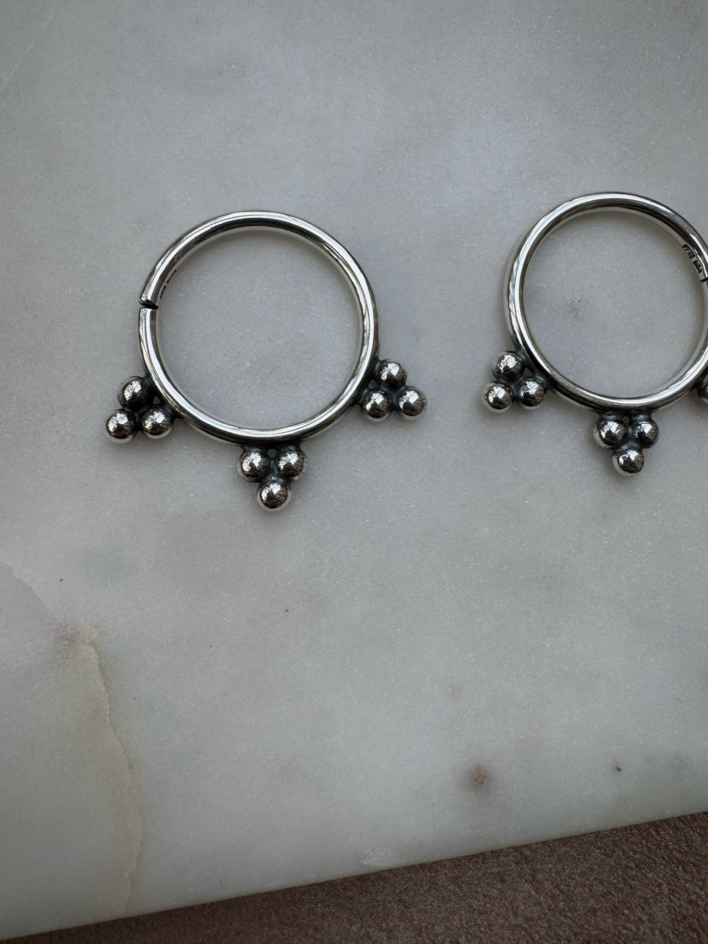 Silver earrings for streched ears