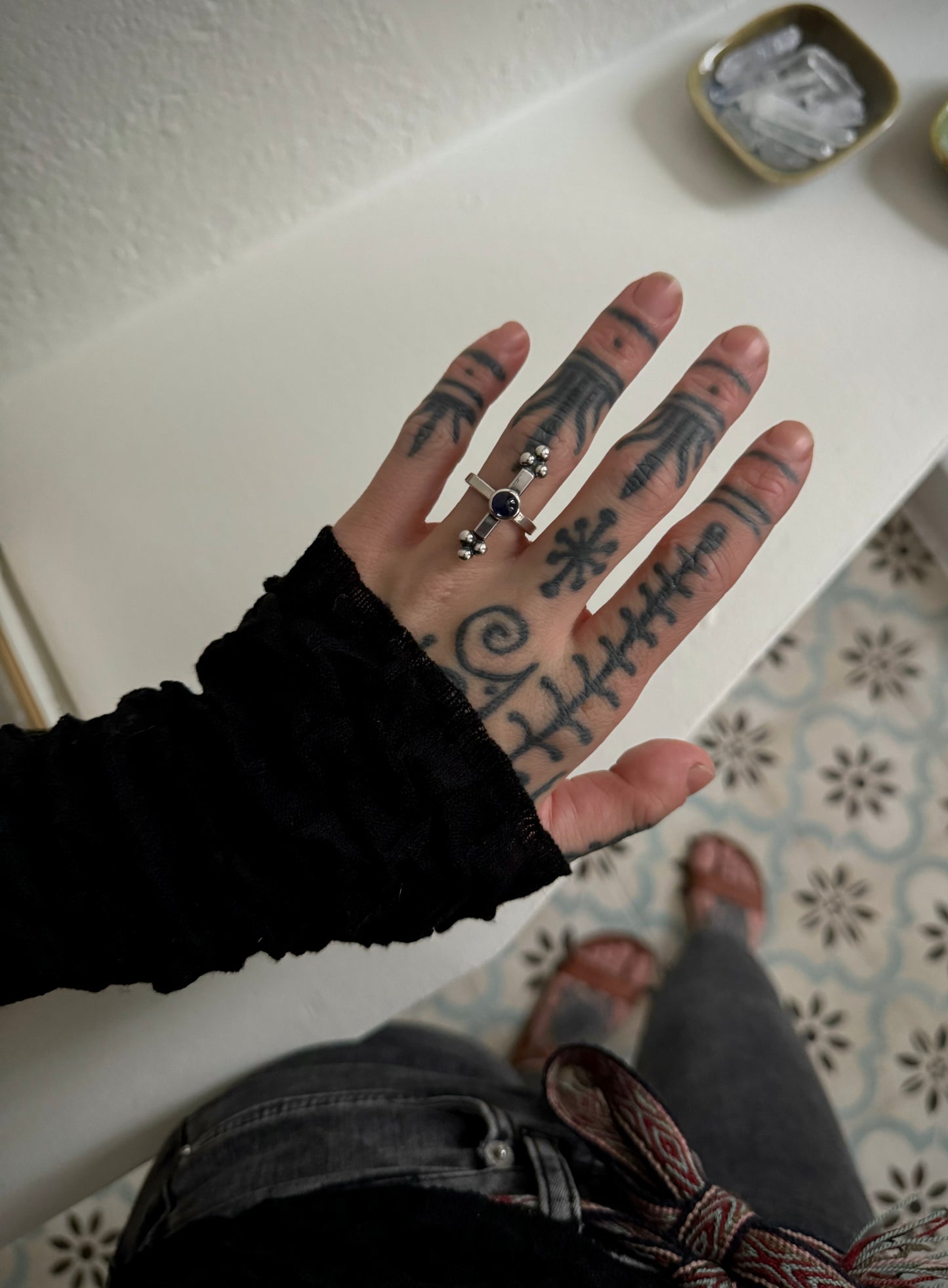 Silver ring with lolite