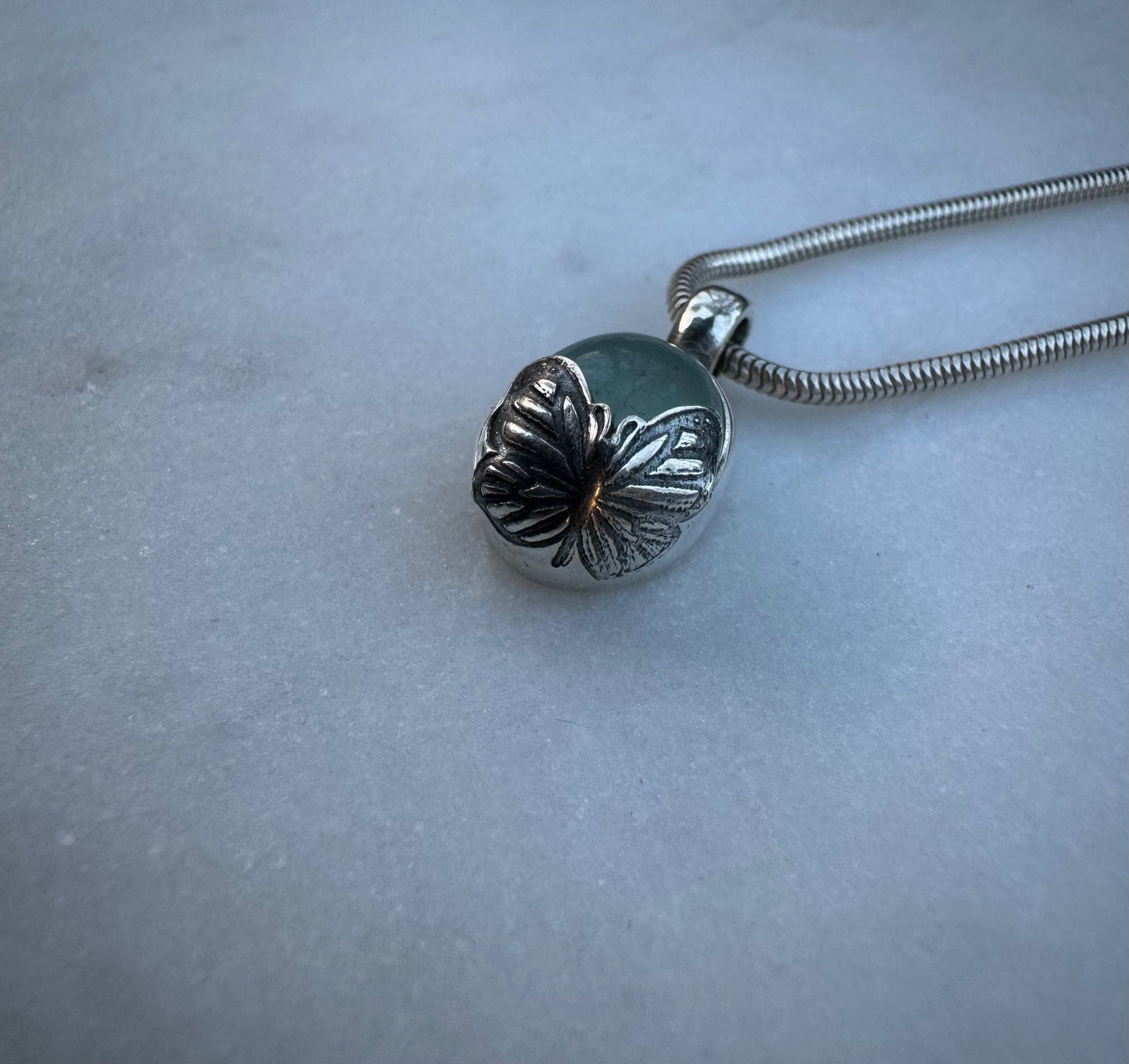 New life, Butterfly amulet with aquamarine