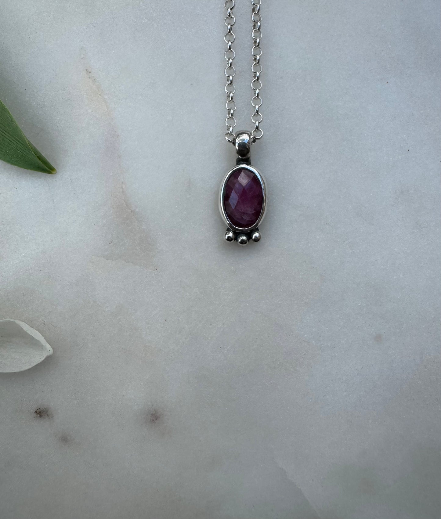 Rose cut ruby amulet