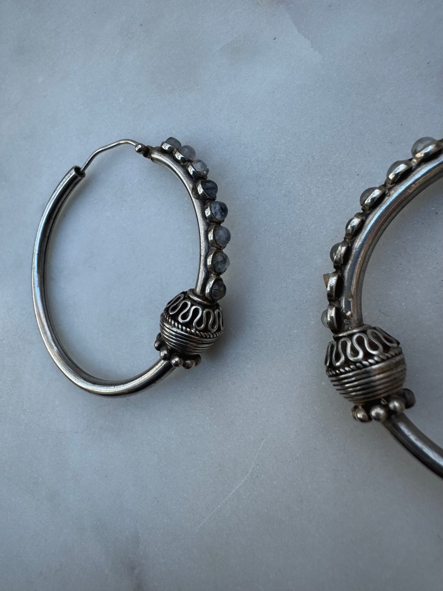 Silver earrings with labradorite from Morocco
