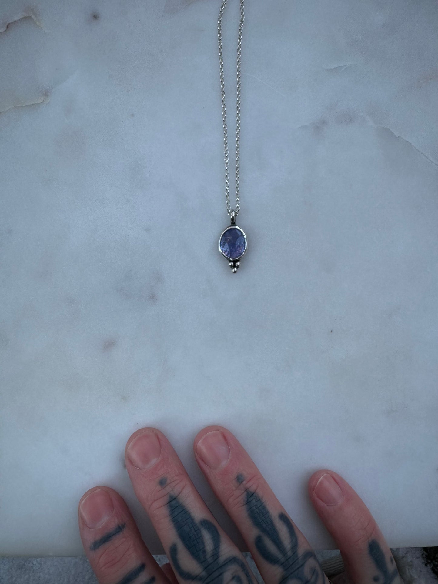 Tanzanite silver necklace