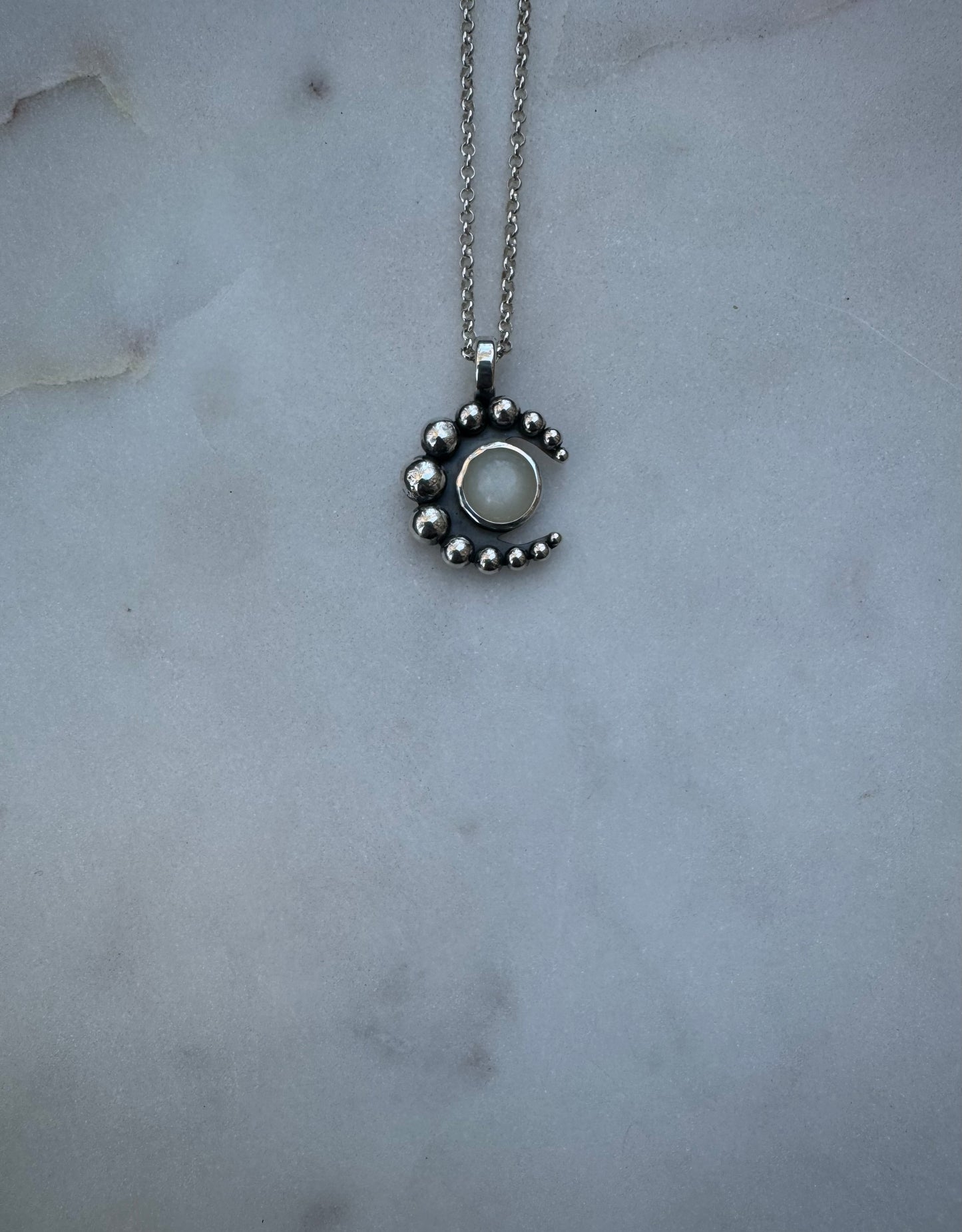 Moonstone moon necklace