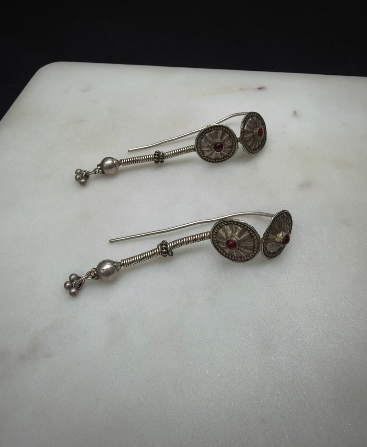 Vintage silver earrings from Gujarat