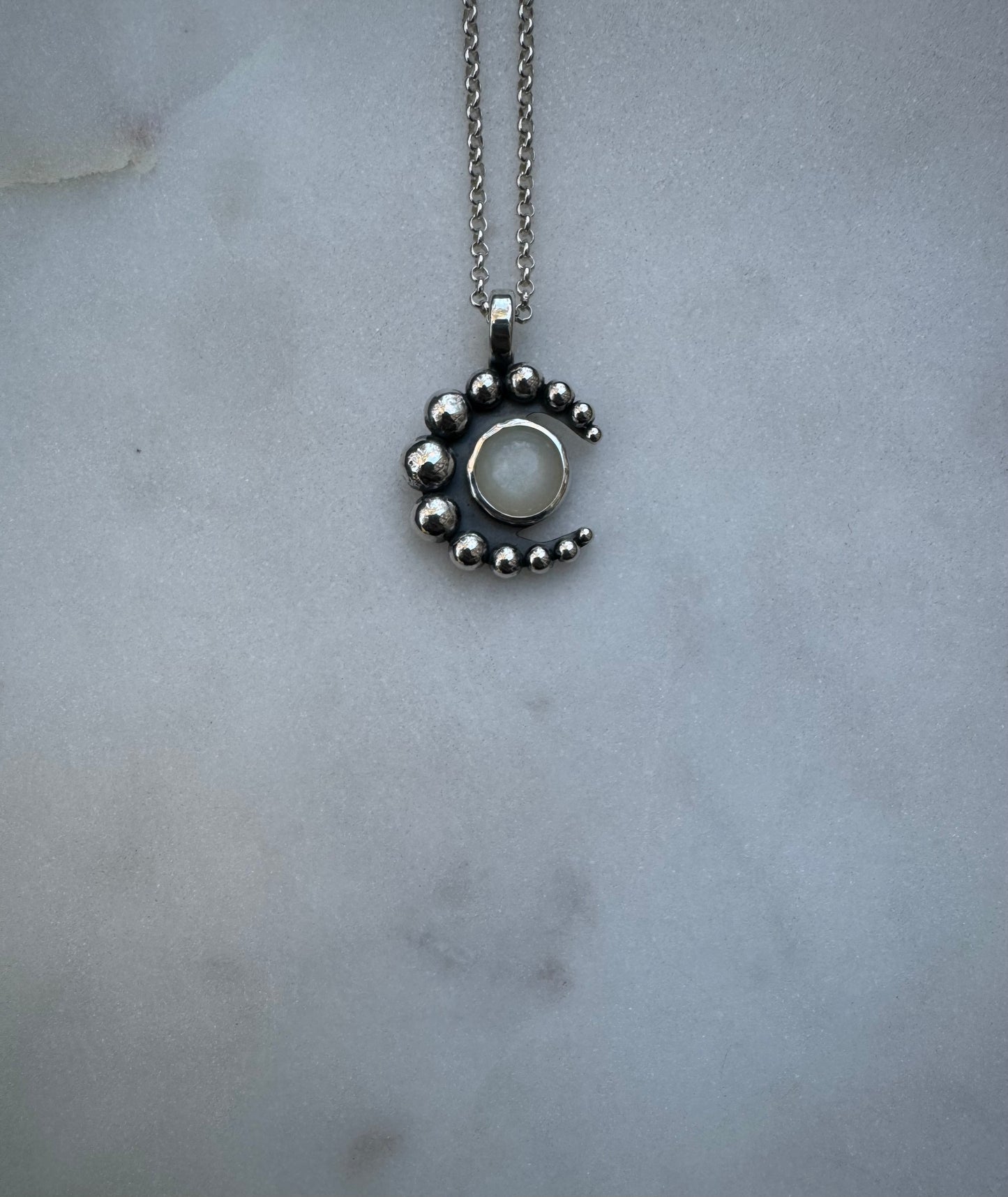Moonstone moon necklace