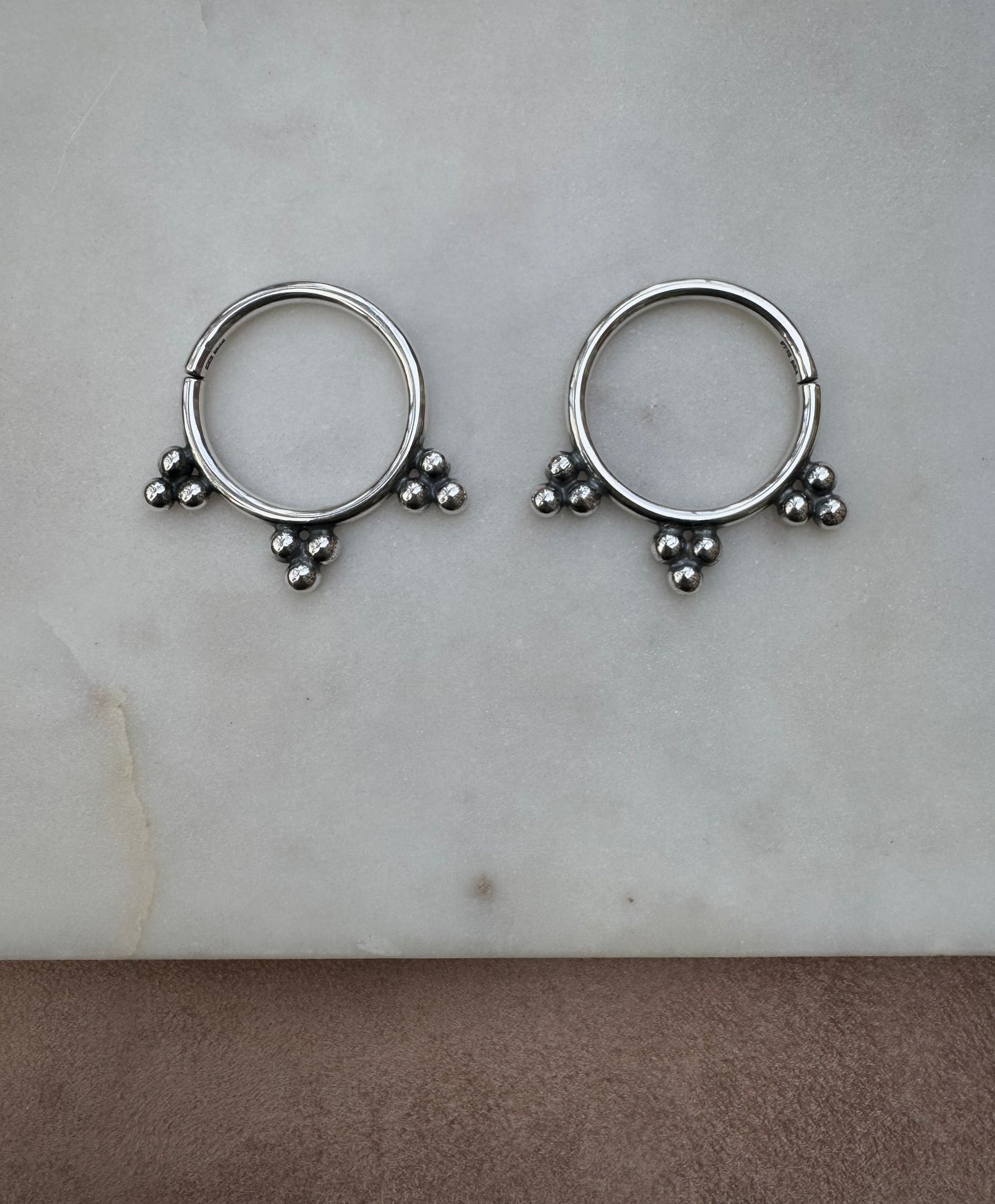 Silver earrings for streched ears