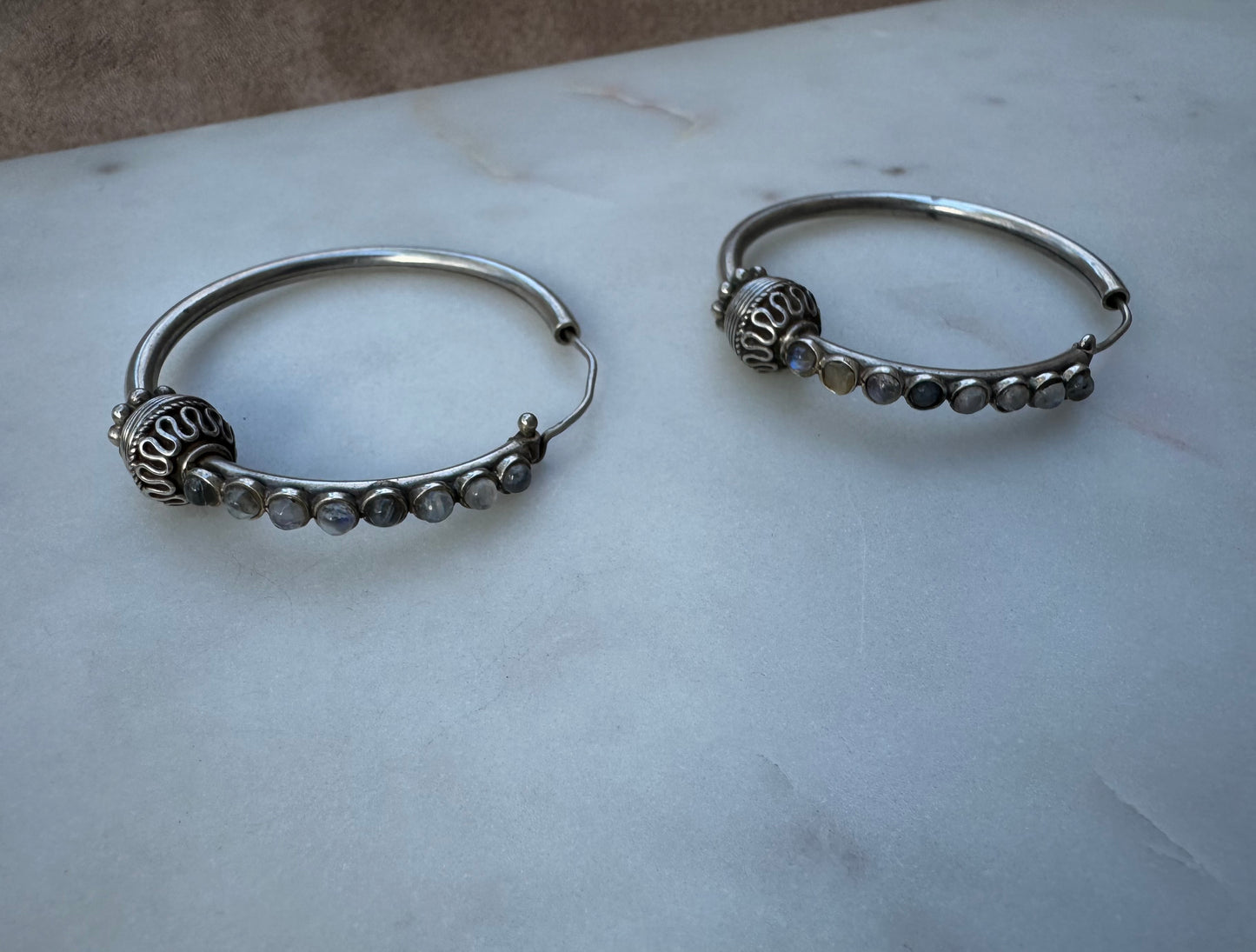 Silver earrings with labradorite from Morocco