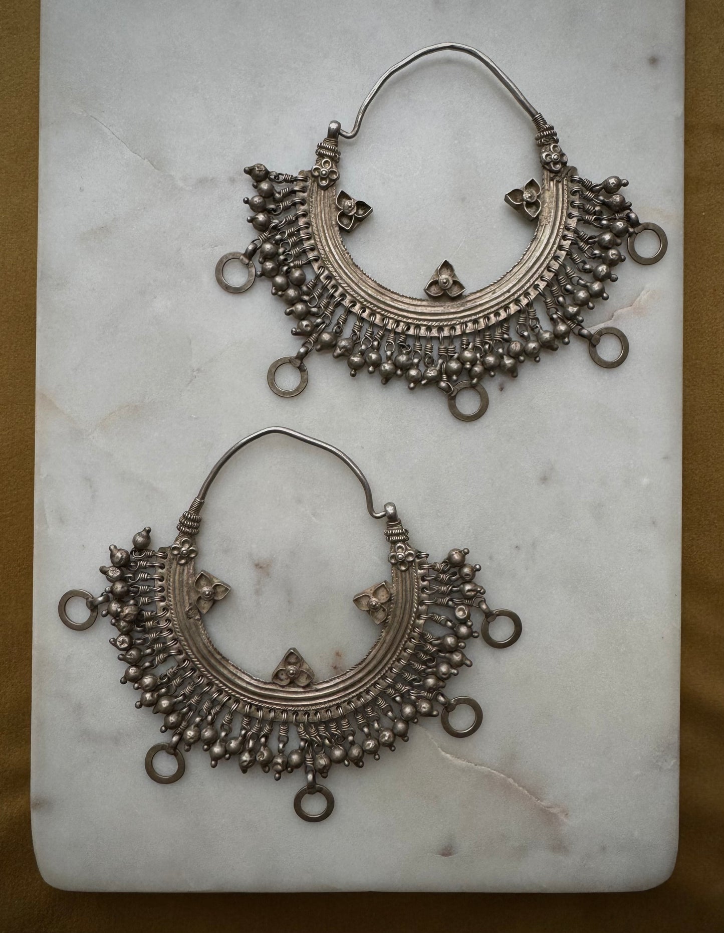 Gorgeous vintage silver earrings from Rajasthan