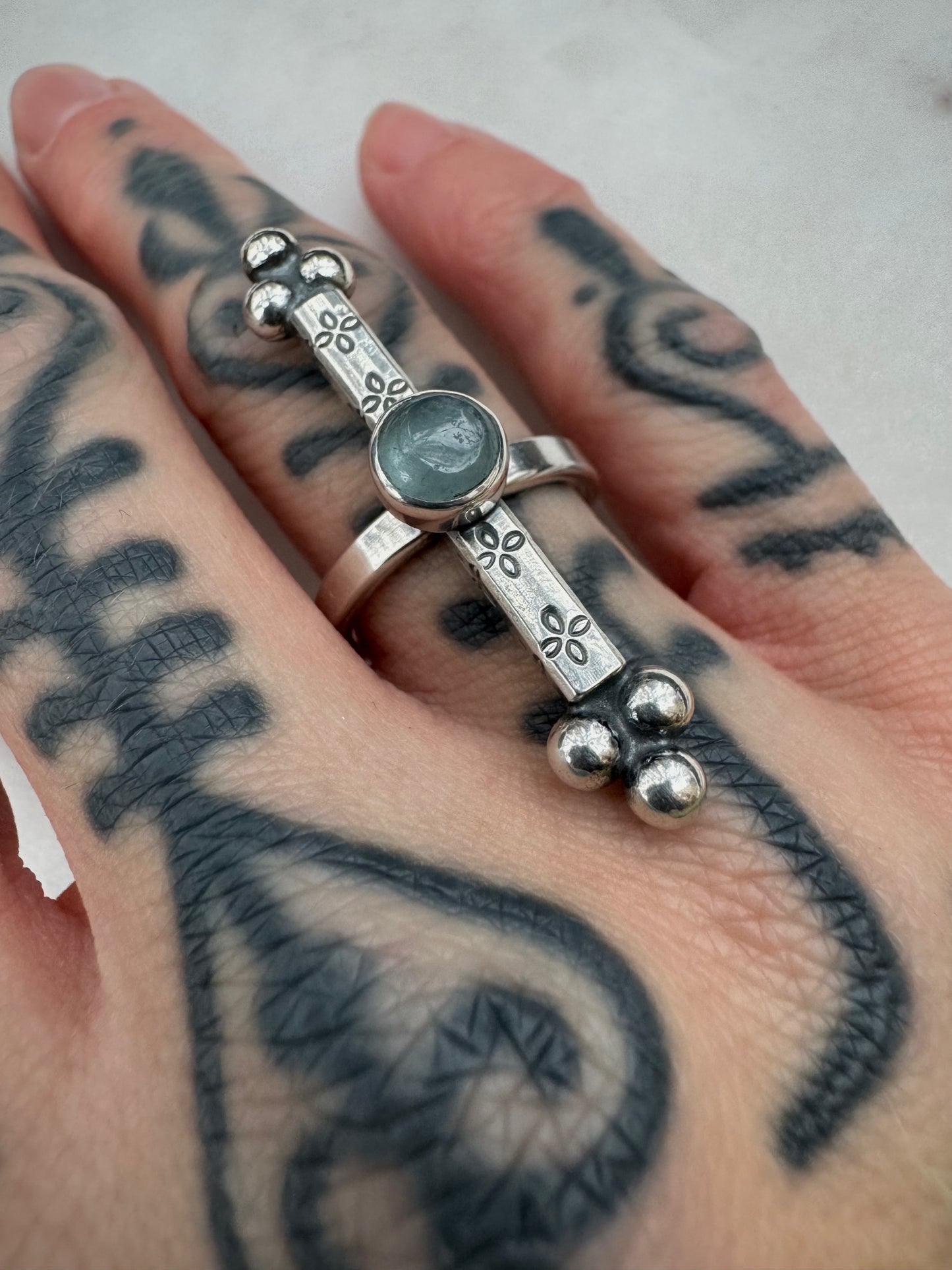 Silver ring with aquamarine