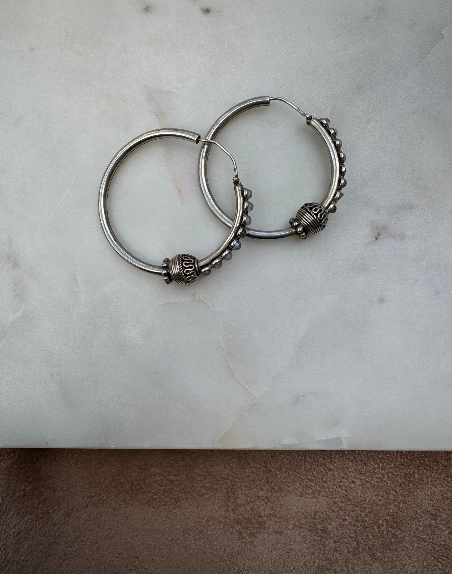 Silver earrings with labradorite from Morocco