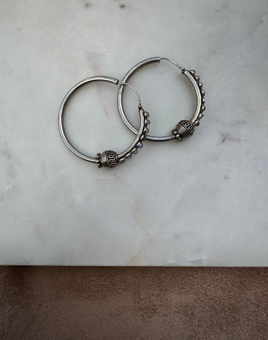 Silver earrings with labradorite from Morocco