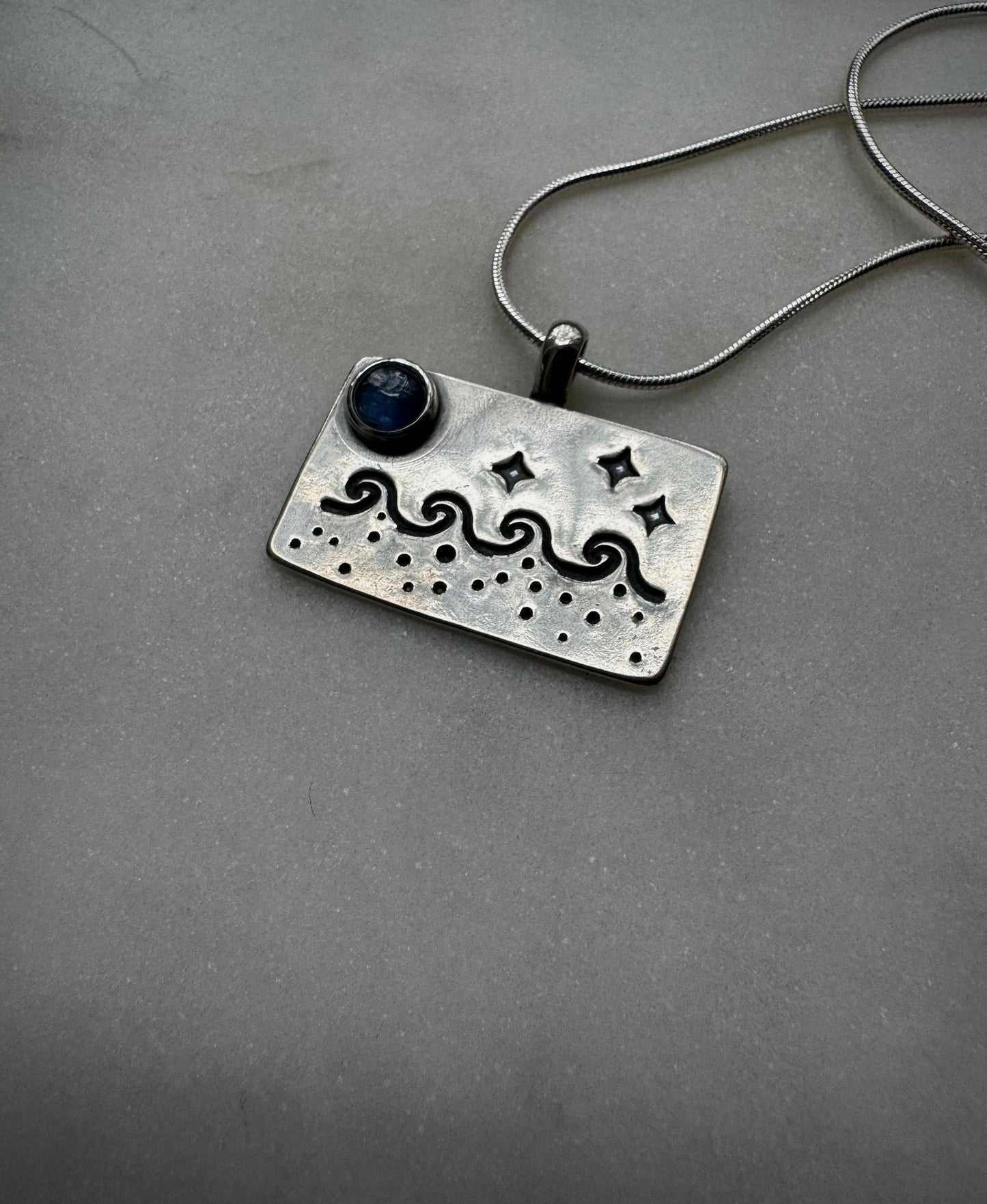 Ocean night kyanite silver necklace