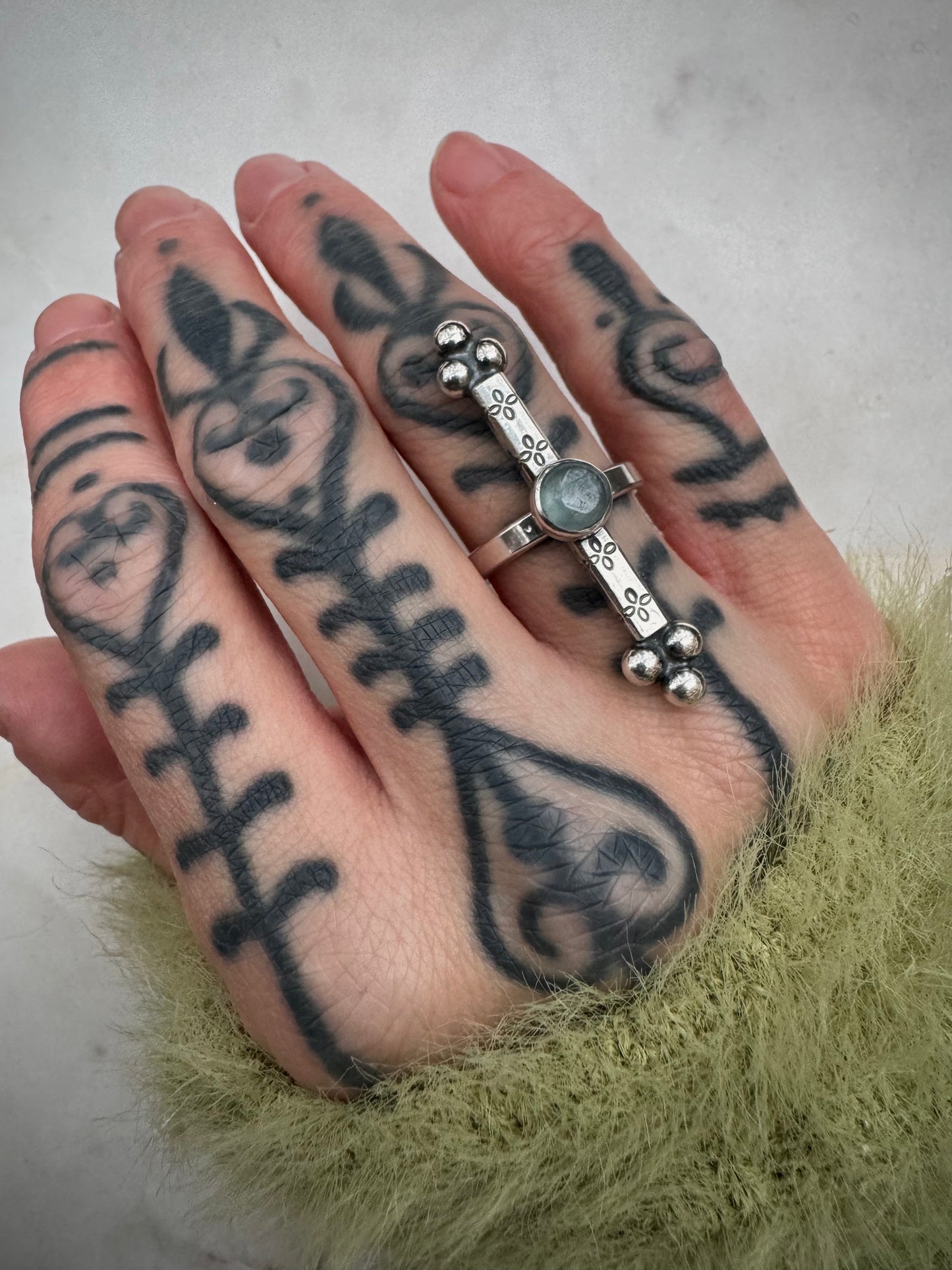 Silver ring with aquamarine