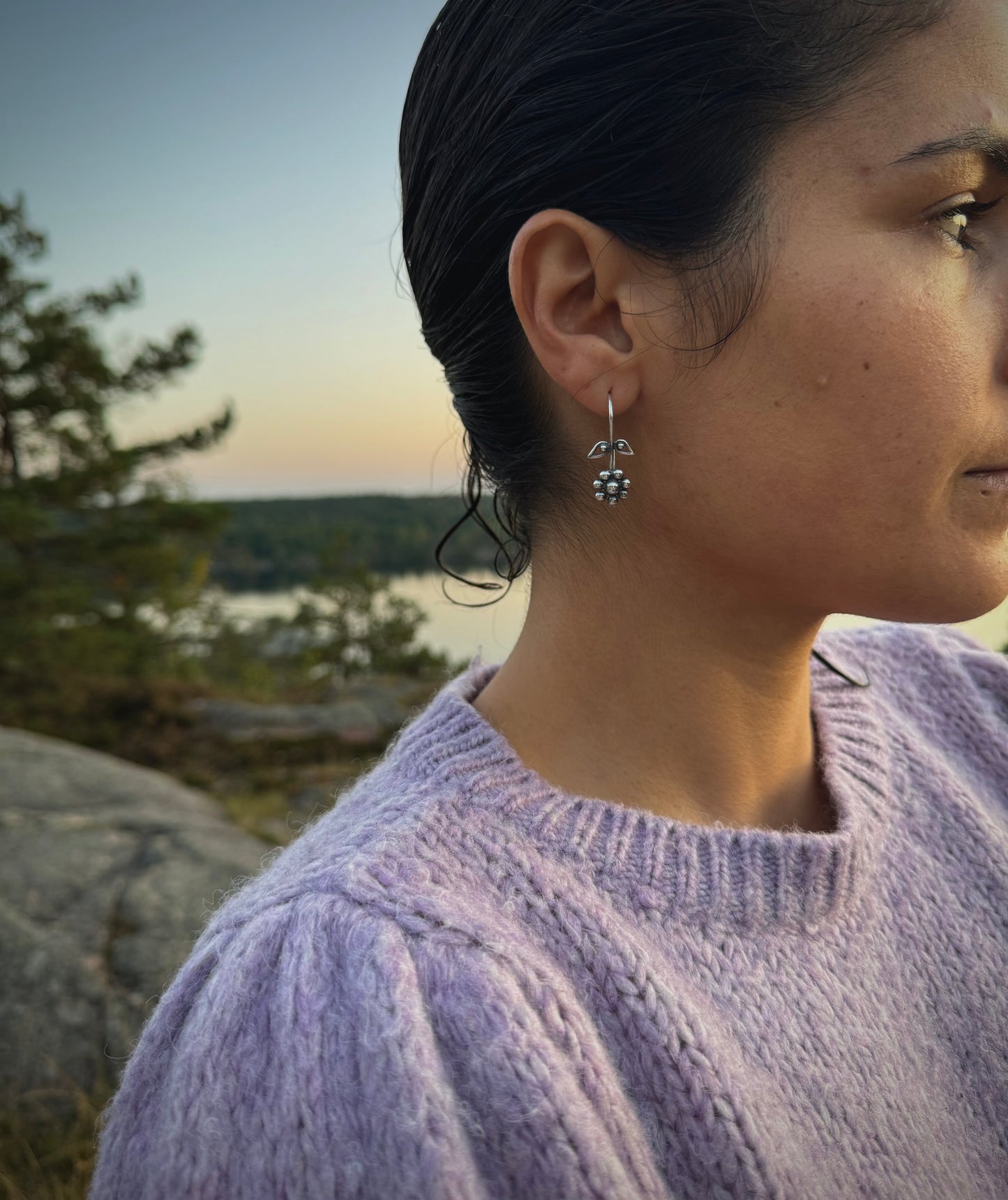 Flower silver earrings