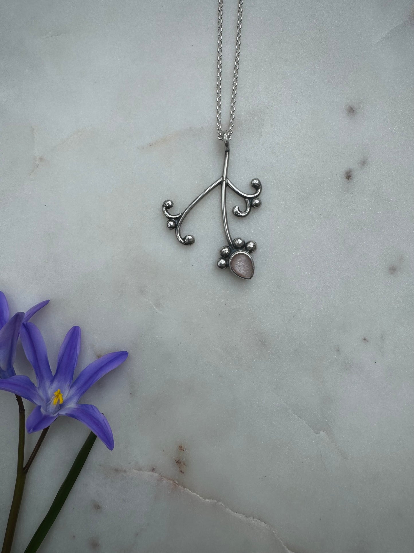 Spring flower silver necklaces
