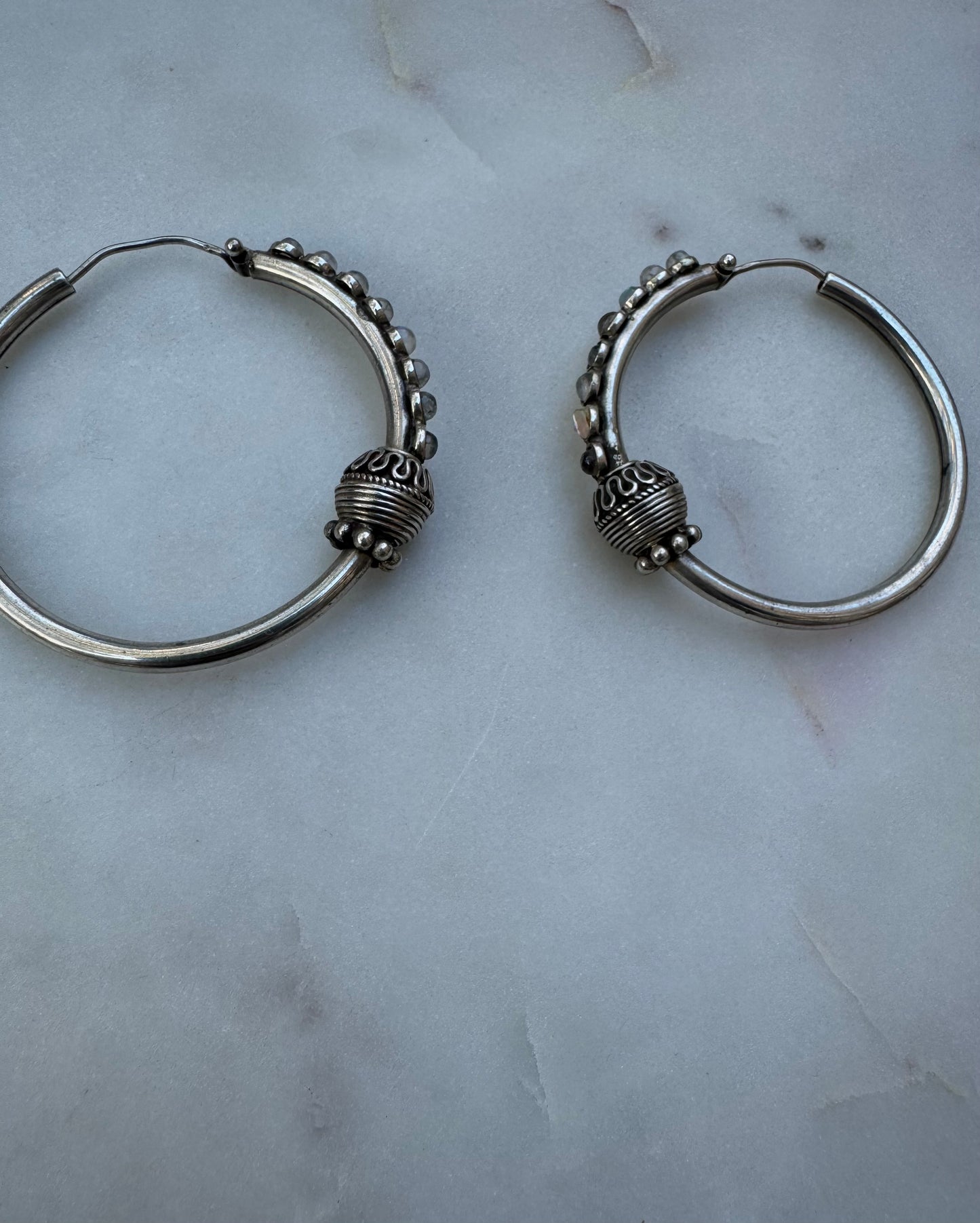 Silver earrings with labradorite from Morocco