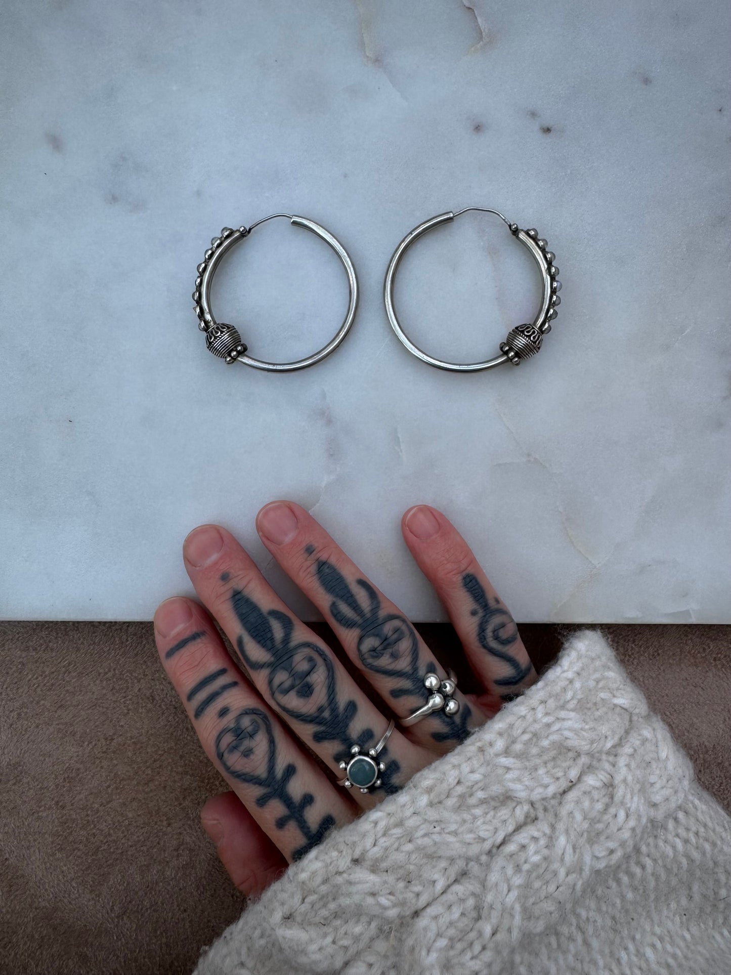 Silver earrings with labradorite from Morocco