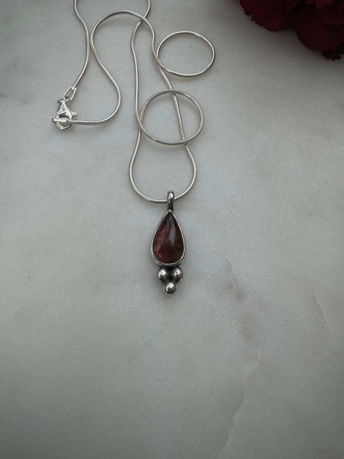 Pink tourmaline drop