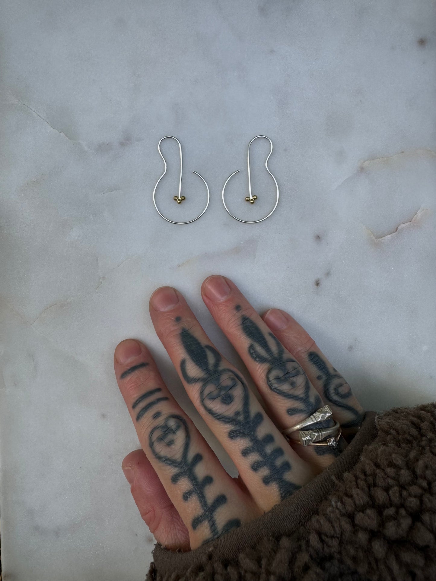 Earrings in silver & 18k gold