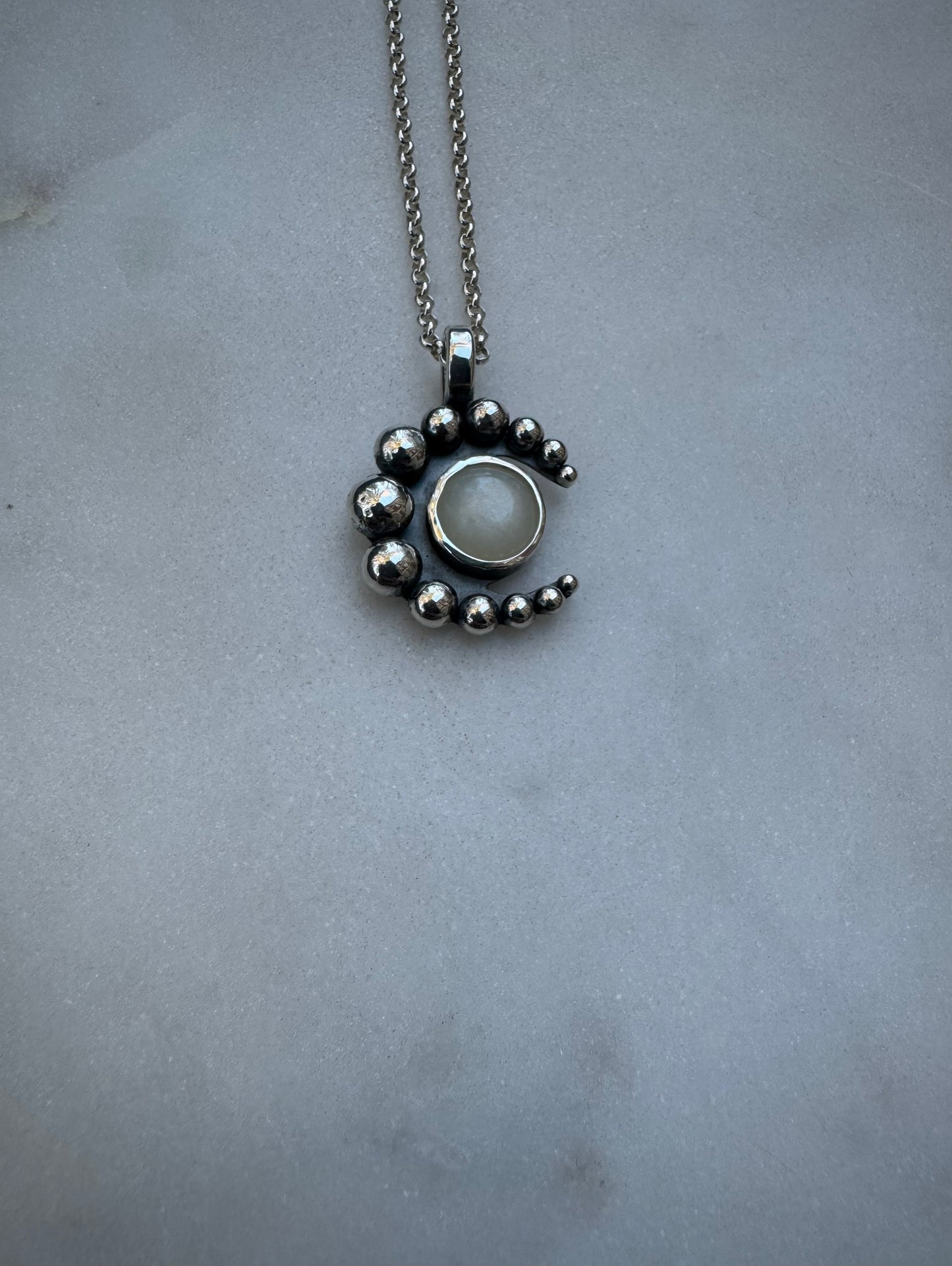 Moonstone moon necklace