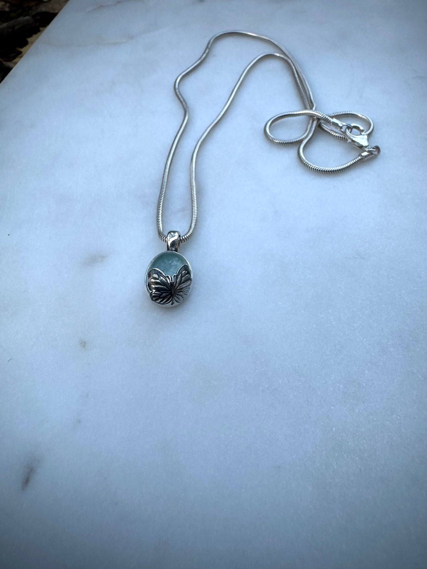 New life, Butterfly amulet with aquamarine