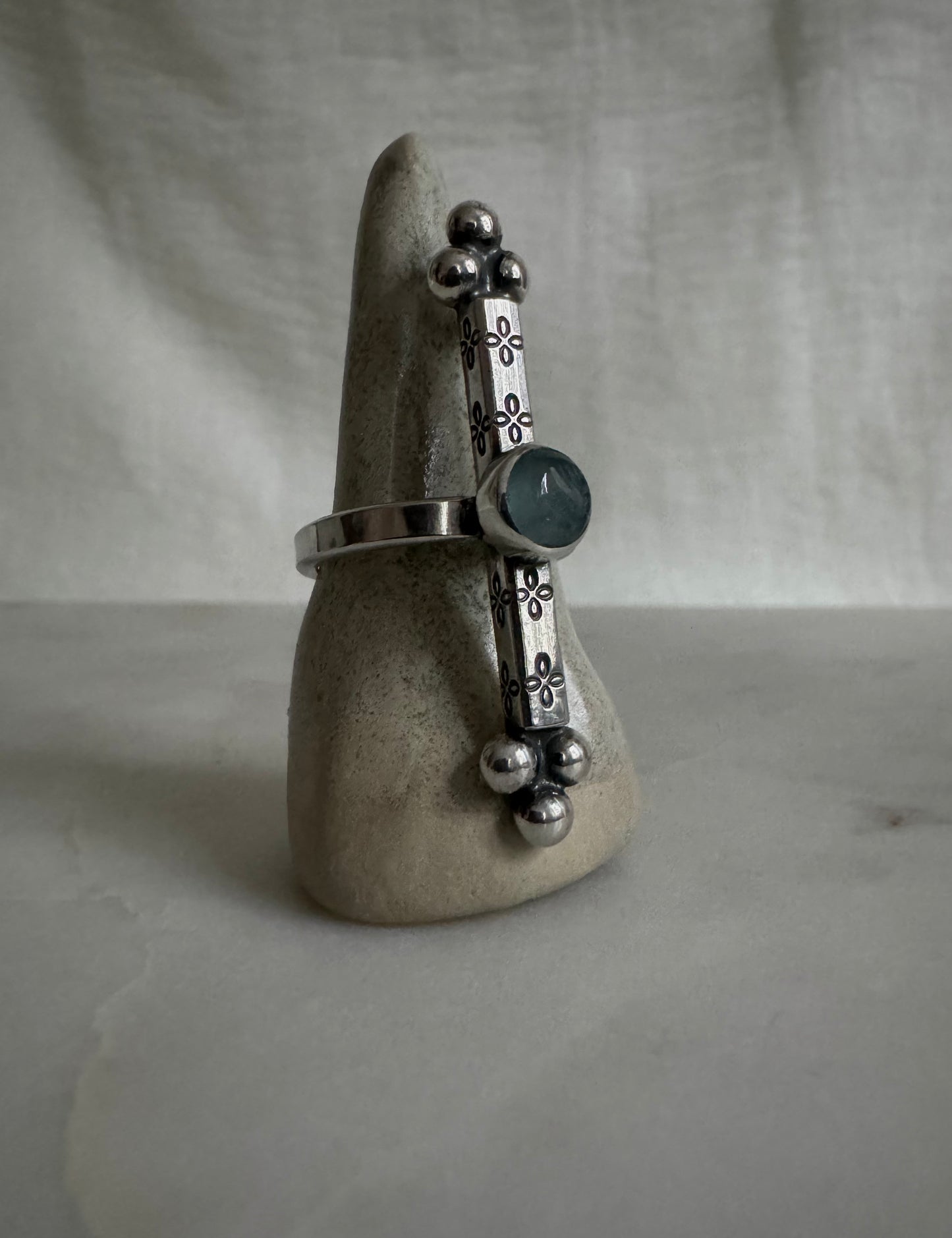 Silver ring with aquamarine