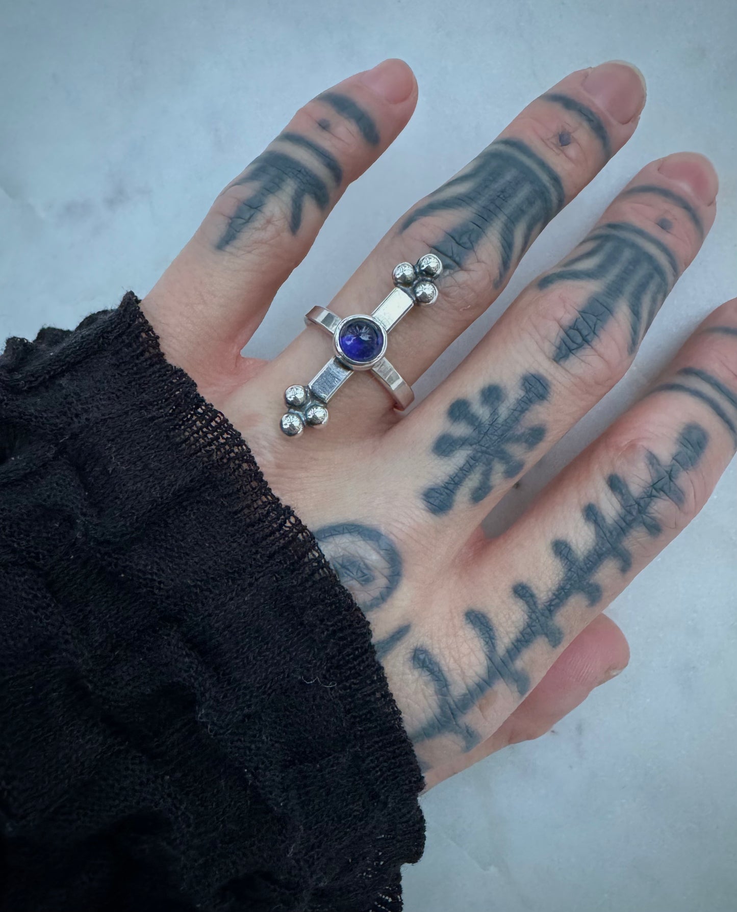 Silver ring with lolite