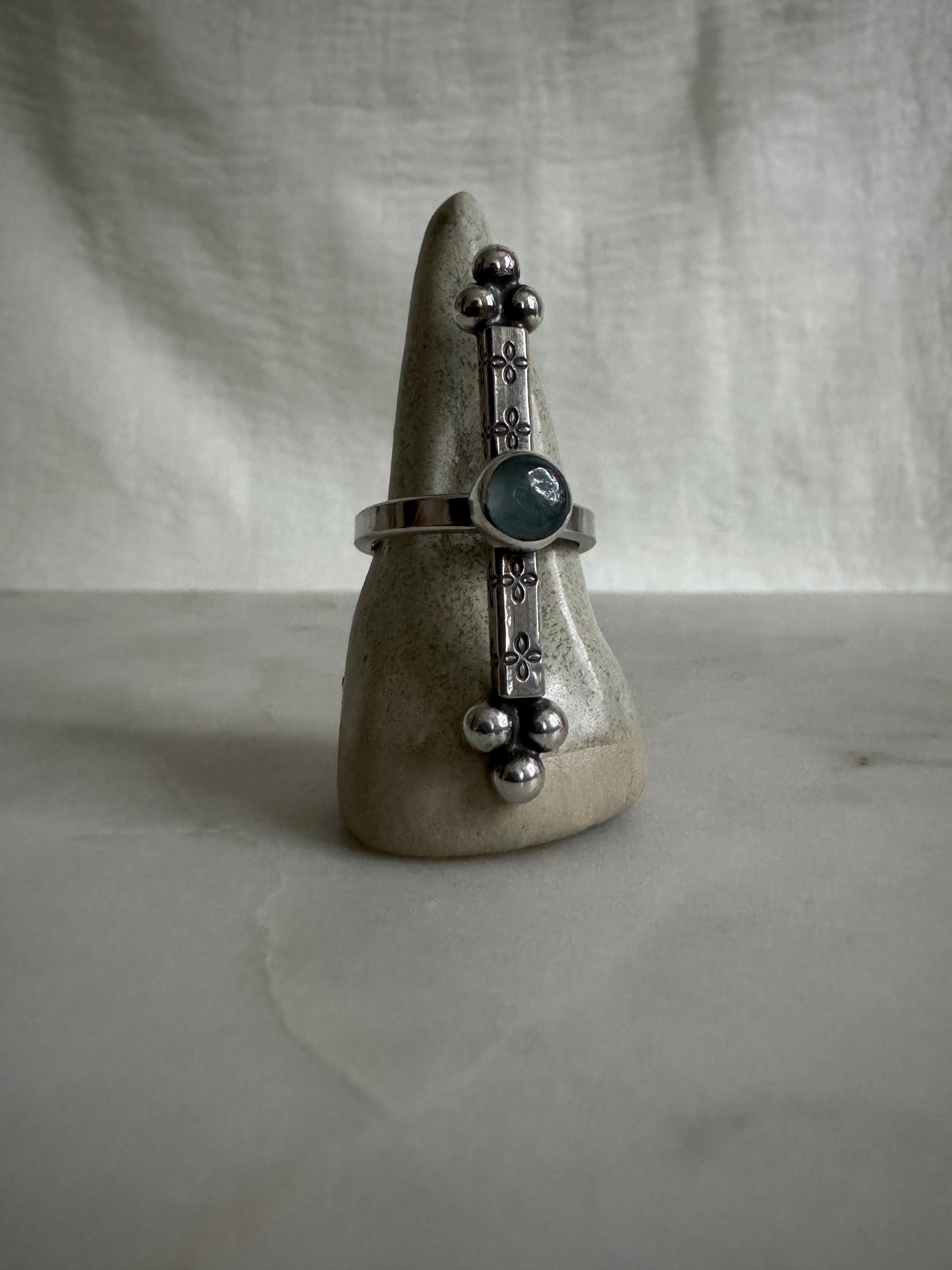 Silver ring with aquamarine