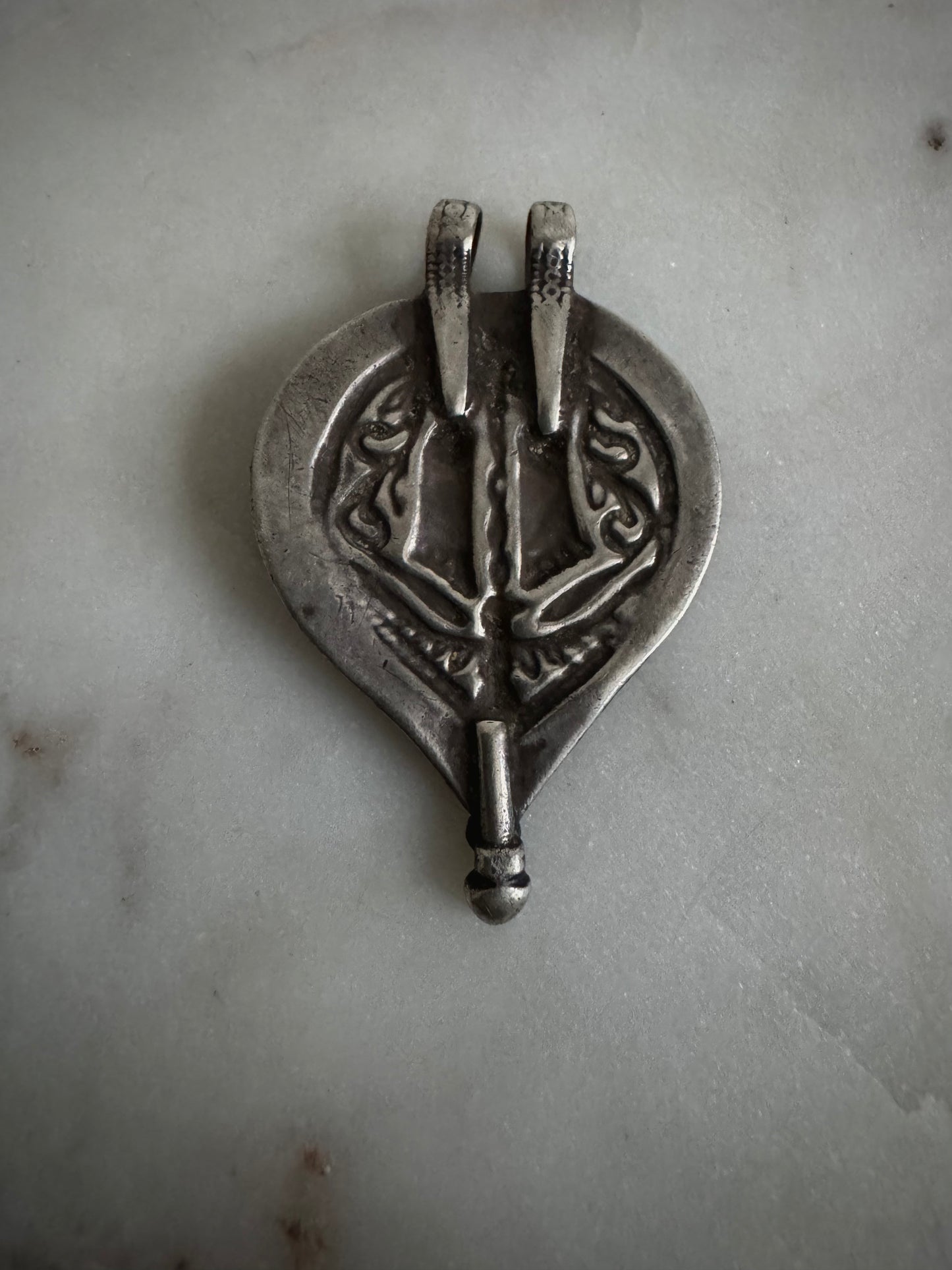 Feet of Lord Vishnu, antique silver amulet from rajasthan