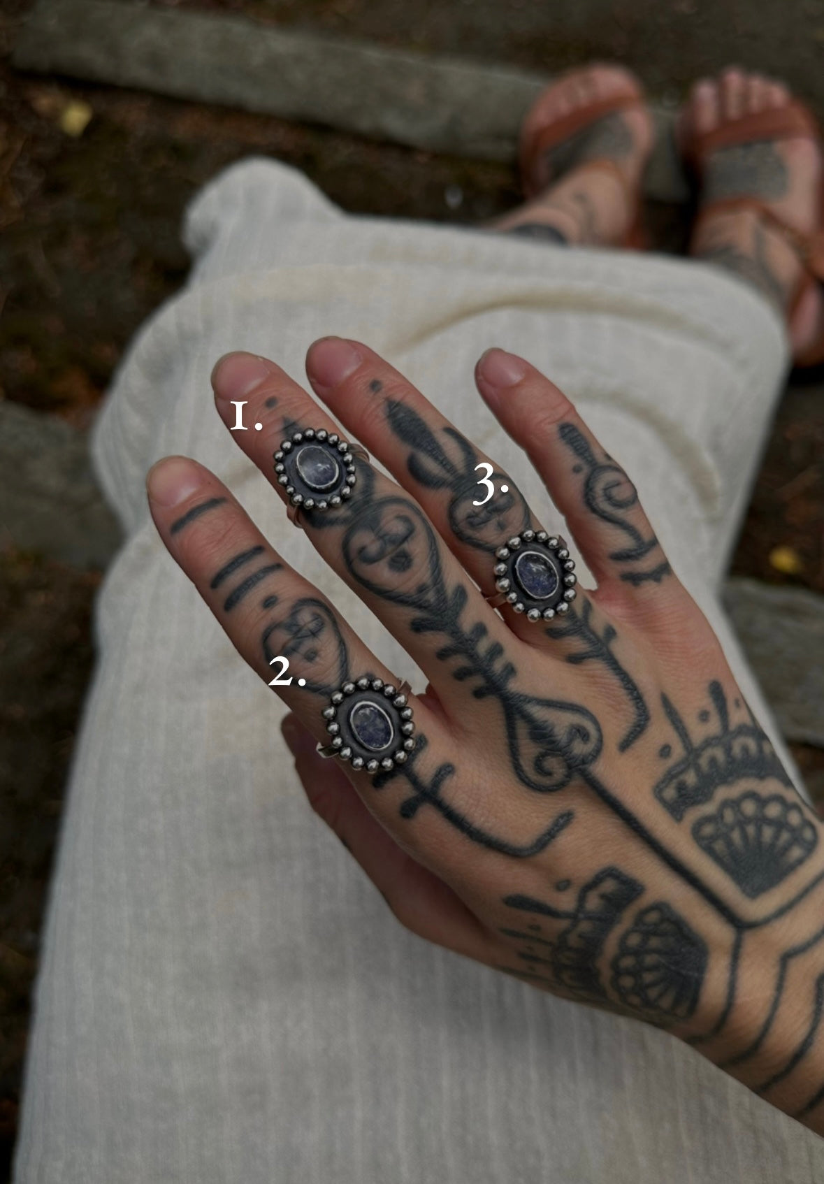Dumortierite quartz rings
