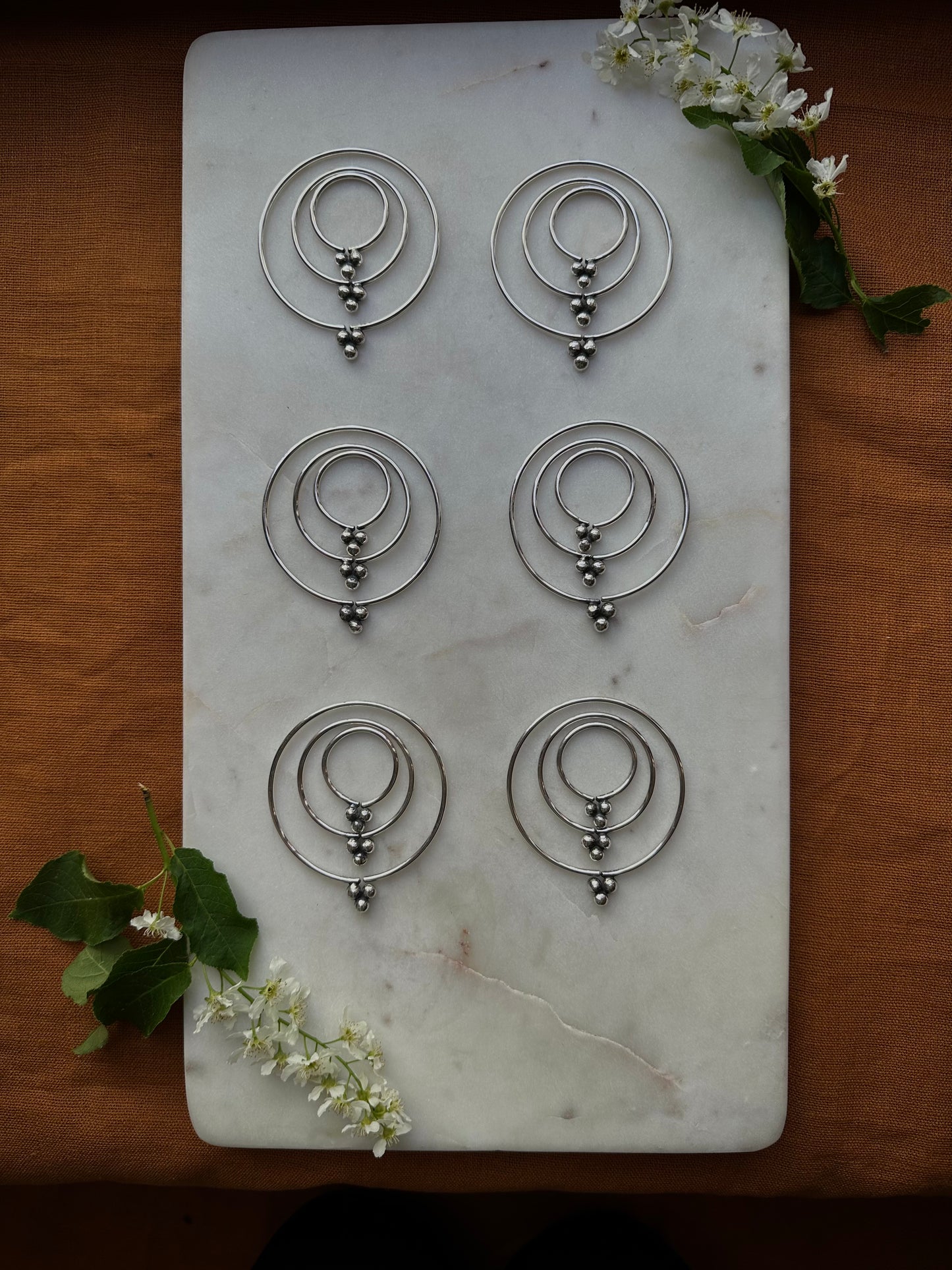 Set of 3 pair of earrings for streched ears