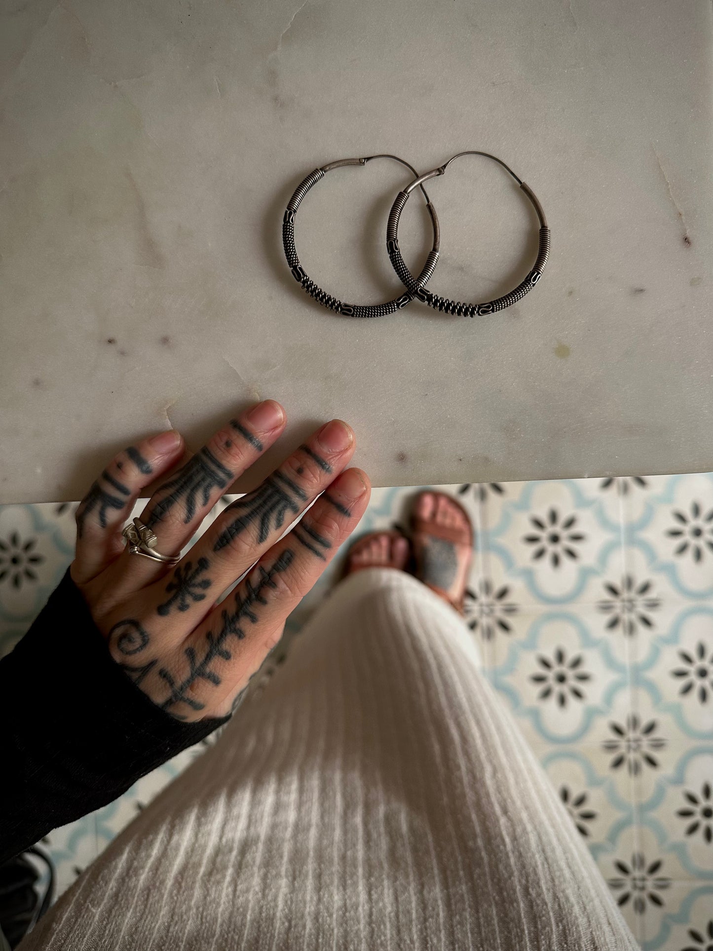 Vintage silver earrings from Rajasthan, India
