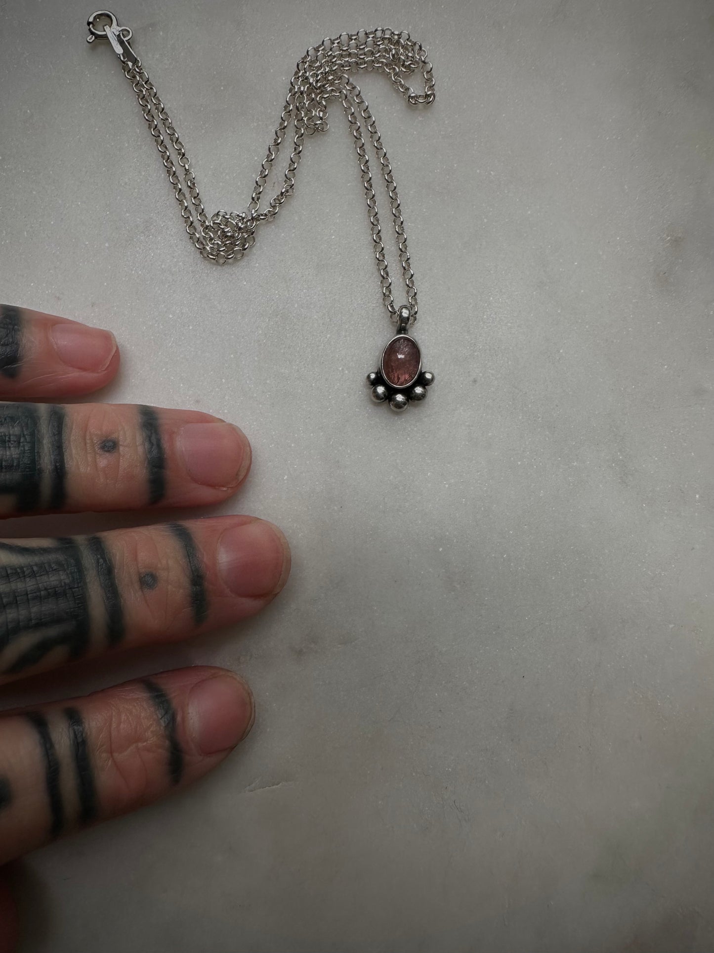 Small pink tourmaline necklace