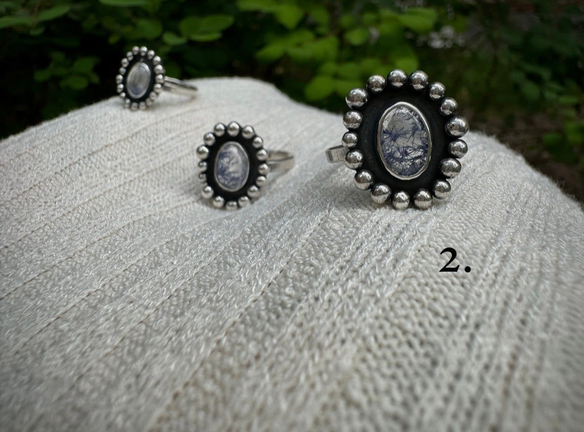 Dumortierite quartz rings