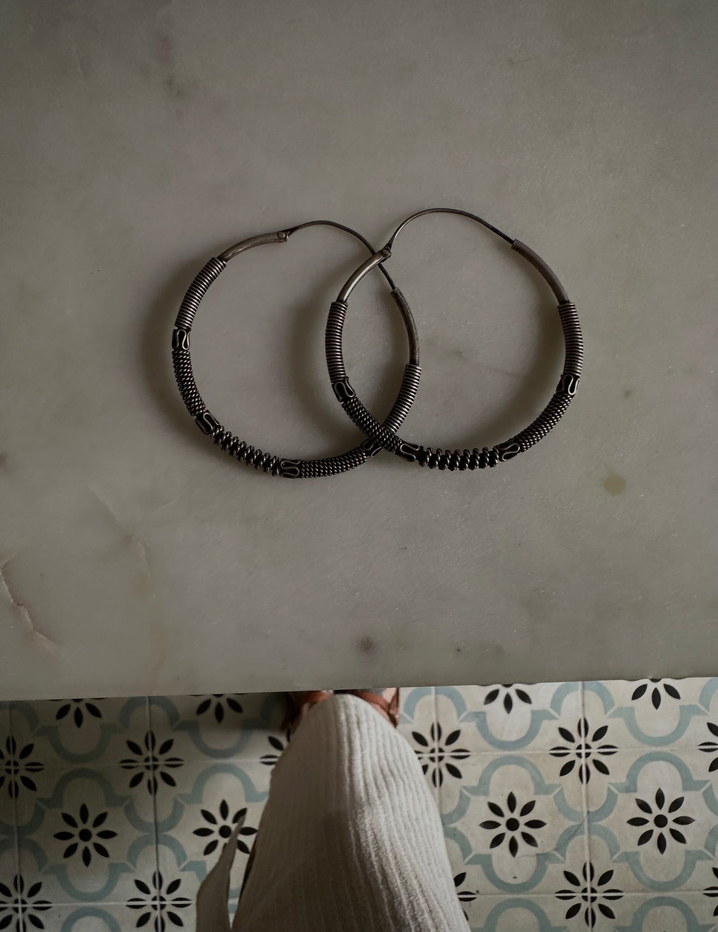 Vintage silver earrings from Rajasthan, India