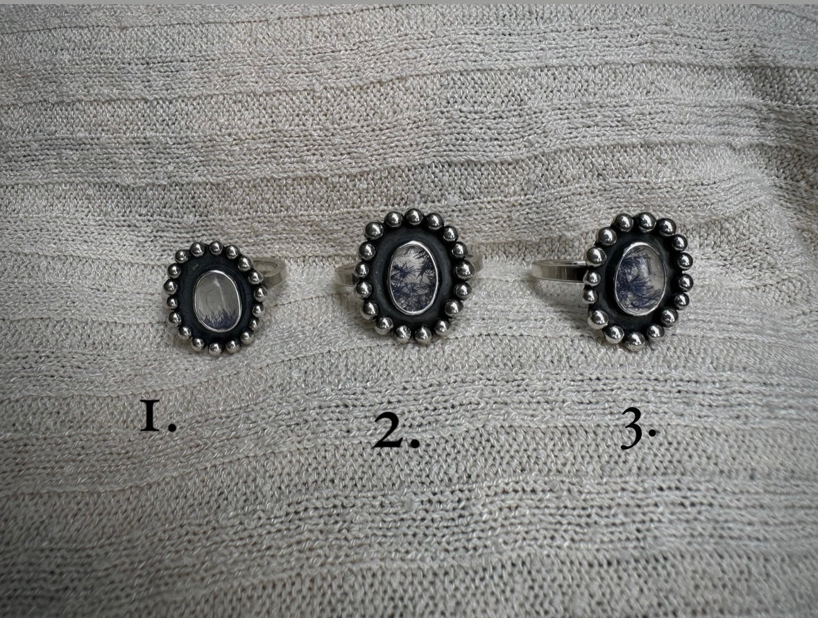 Dumortierite quartz rings