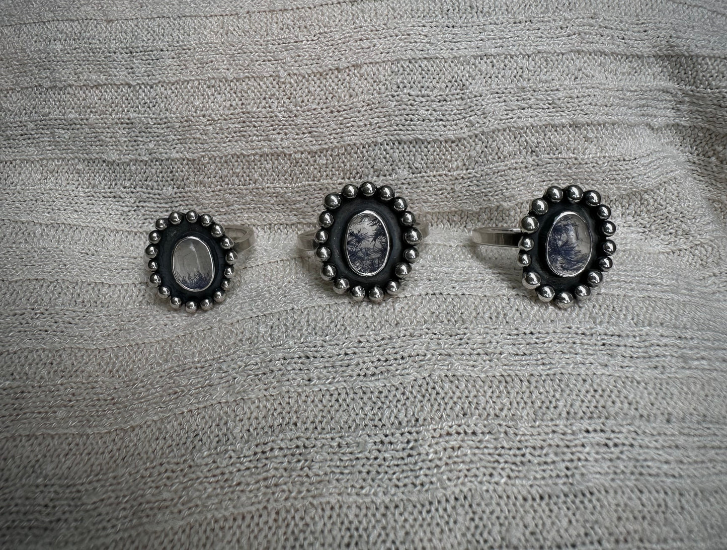 Dumortierite quartz rings