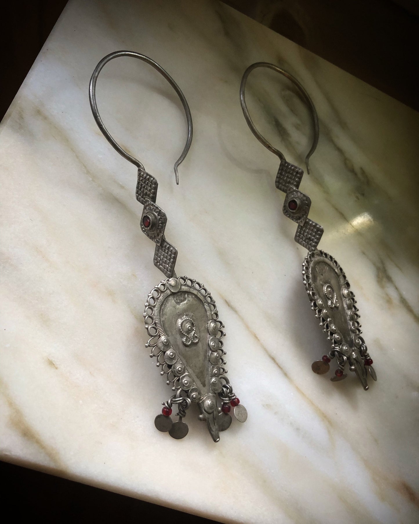 Old beautiful TRIBAL high grade silver earrings from Pakistan
