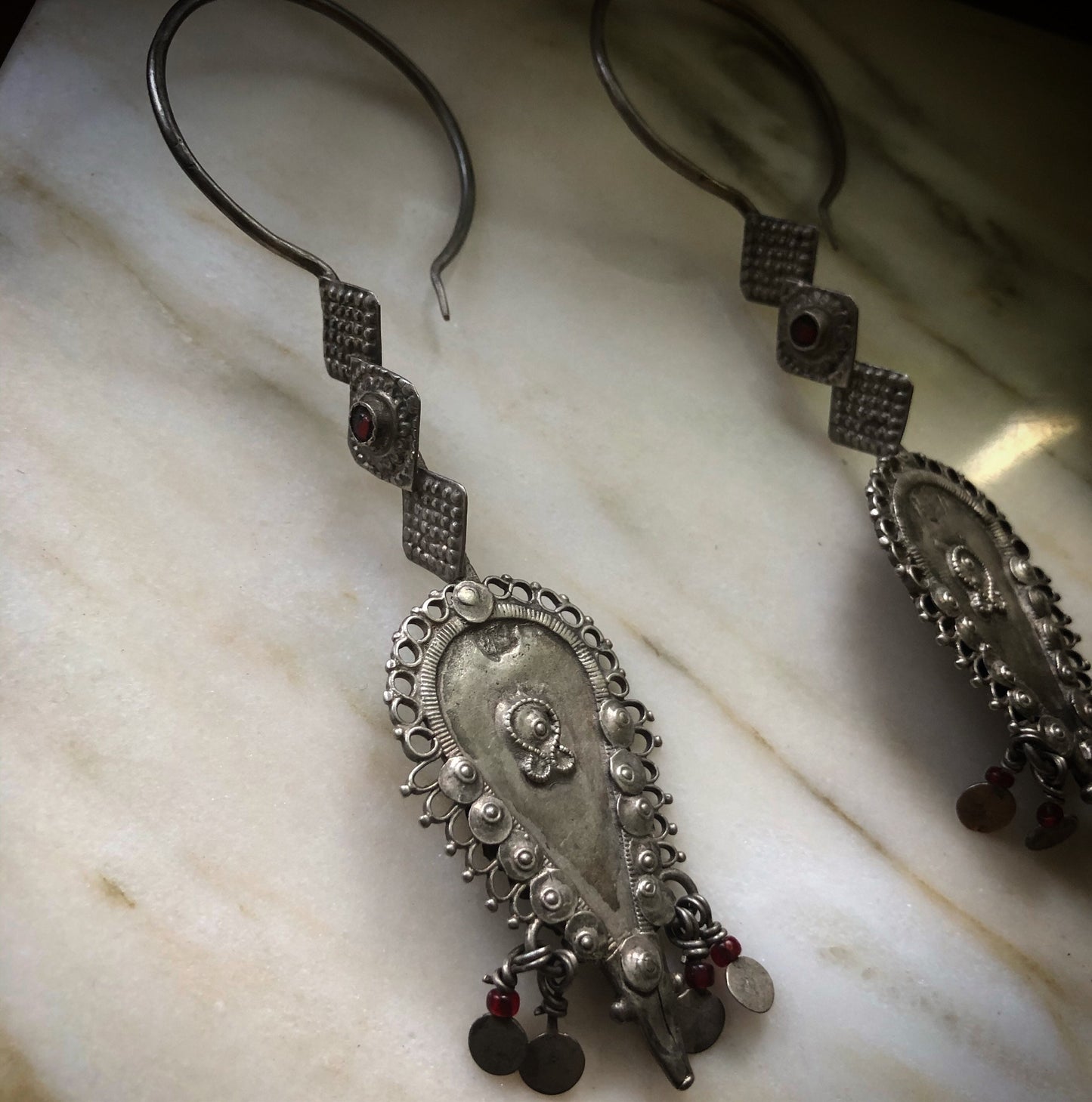 Old beautiful TRIBAL high grade silver earrings from Pakistan