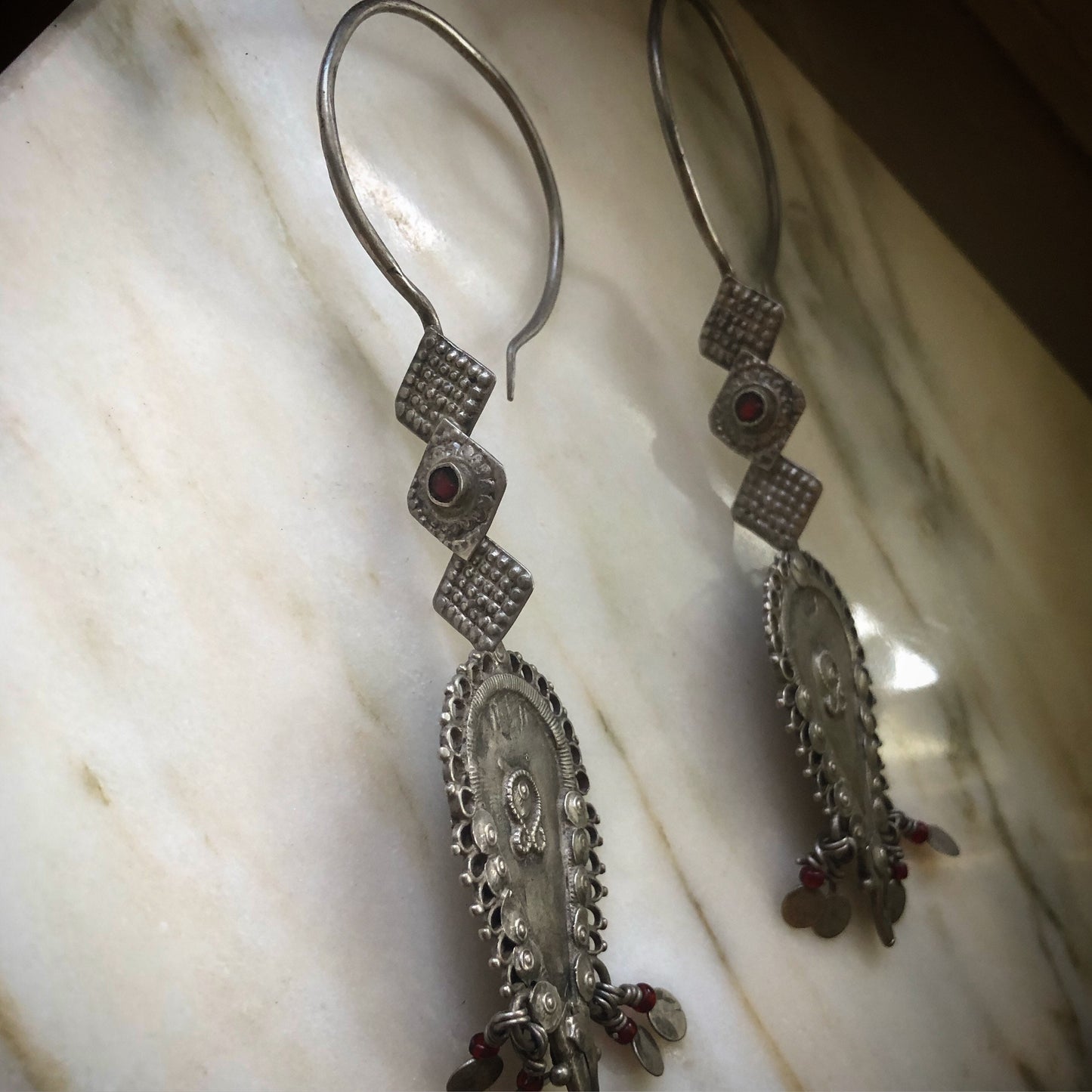 Old beautiful TRIBAL high grade silver earrings from Pakistan
