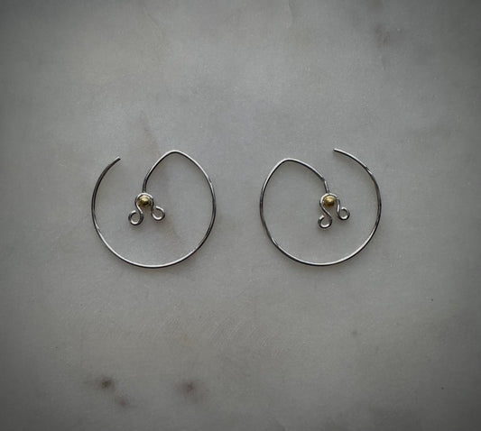 Flower earrings made with sterling silver and 18 k fair trade gold